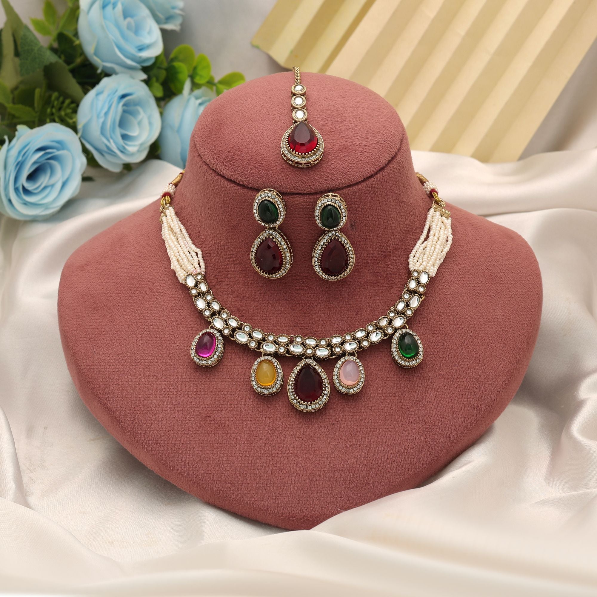 Multi Color Kundan Necklace Set