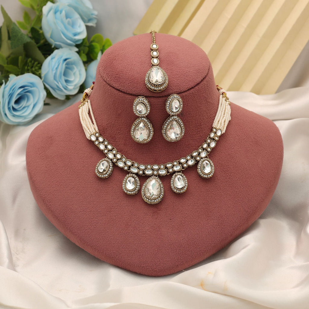 White Color Kundan Necklace Set