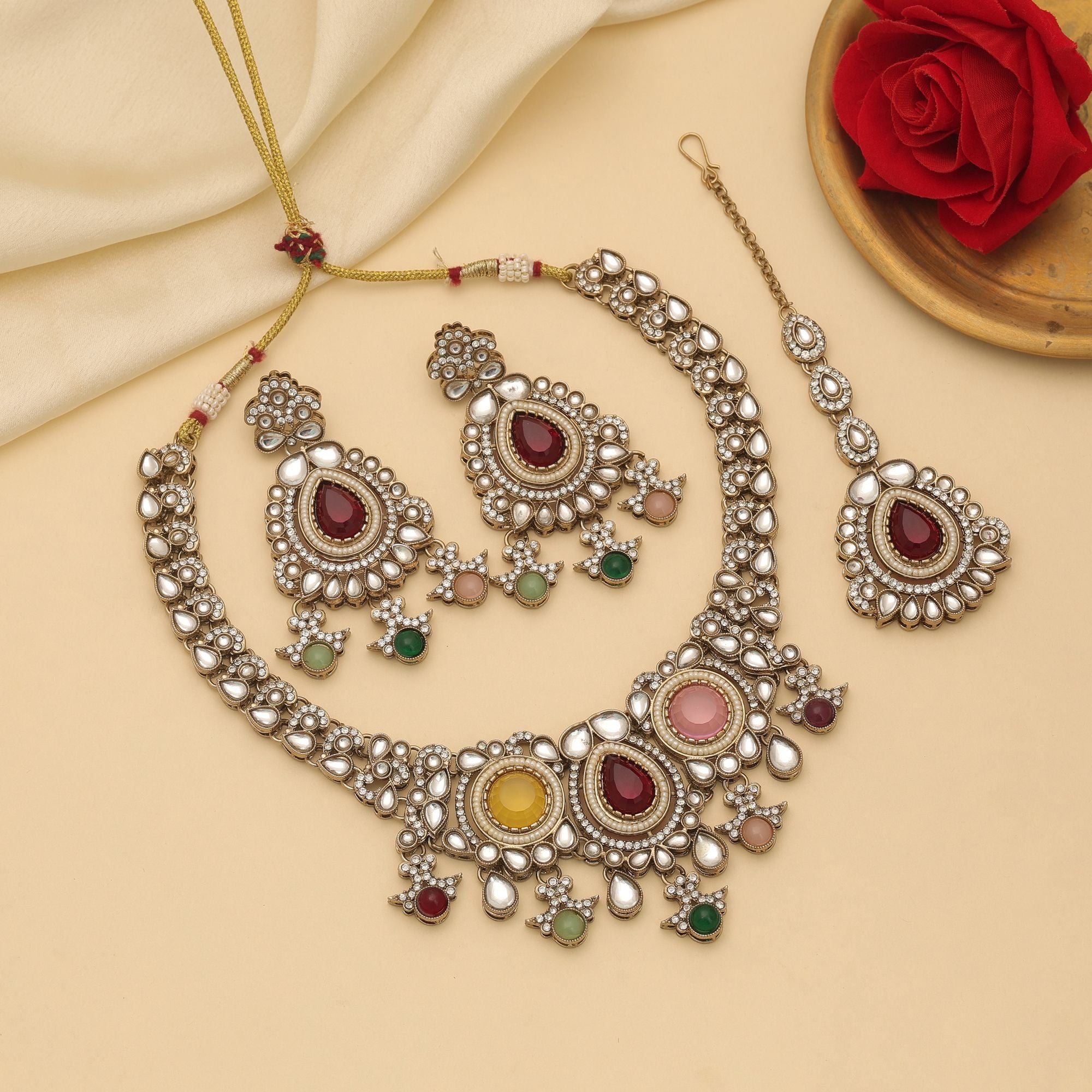 Multi Color Kundan Necklace Set