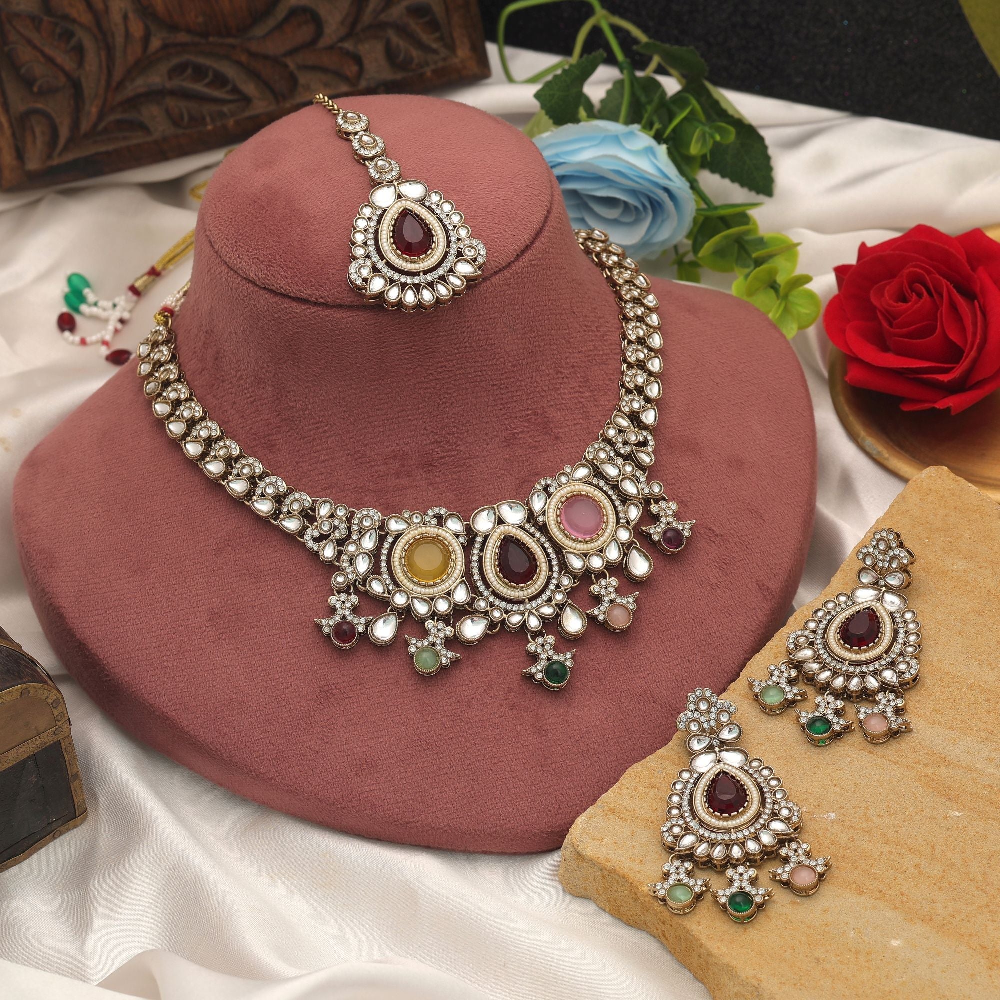 Multi Color Kundan Necklace Set