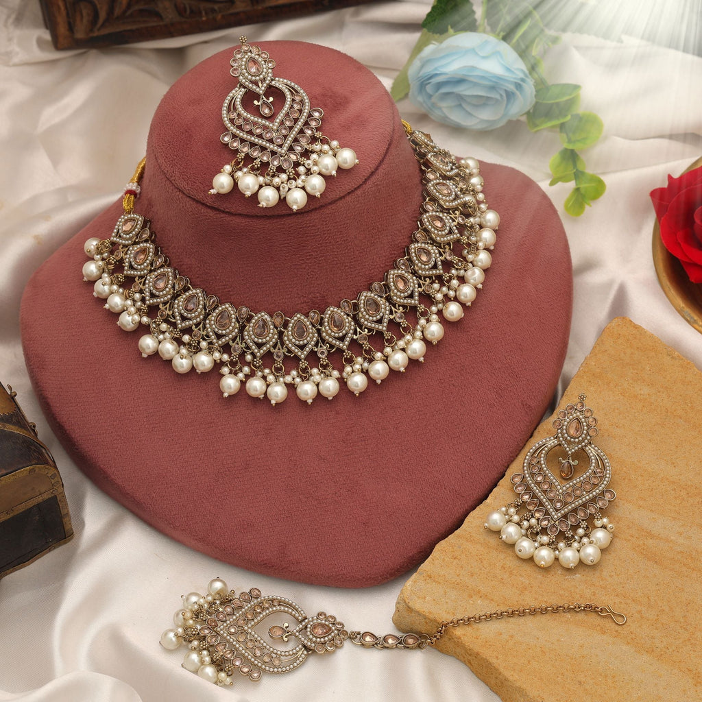 Gold Color Kundan Necklace Set