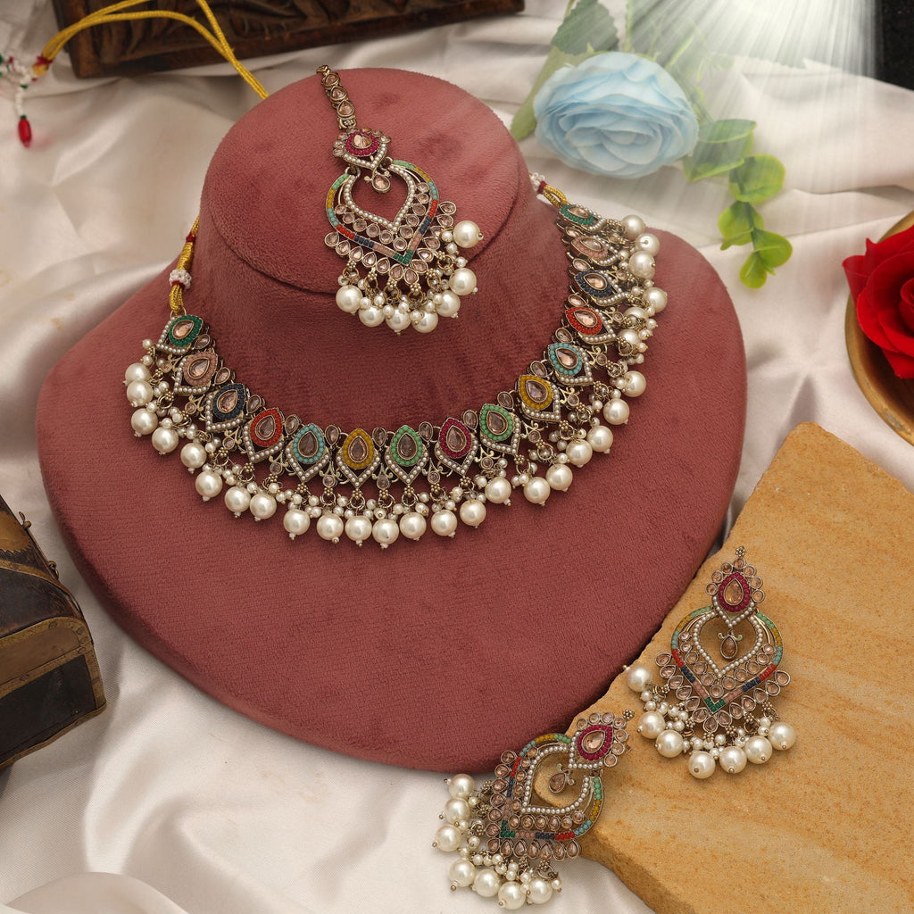 Multi Color Kundan Necklace Set