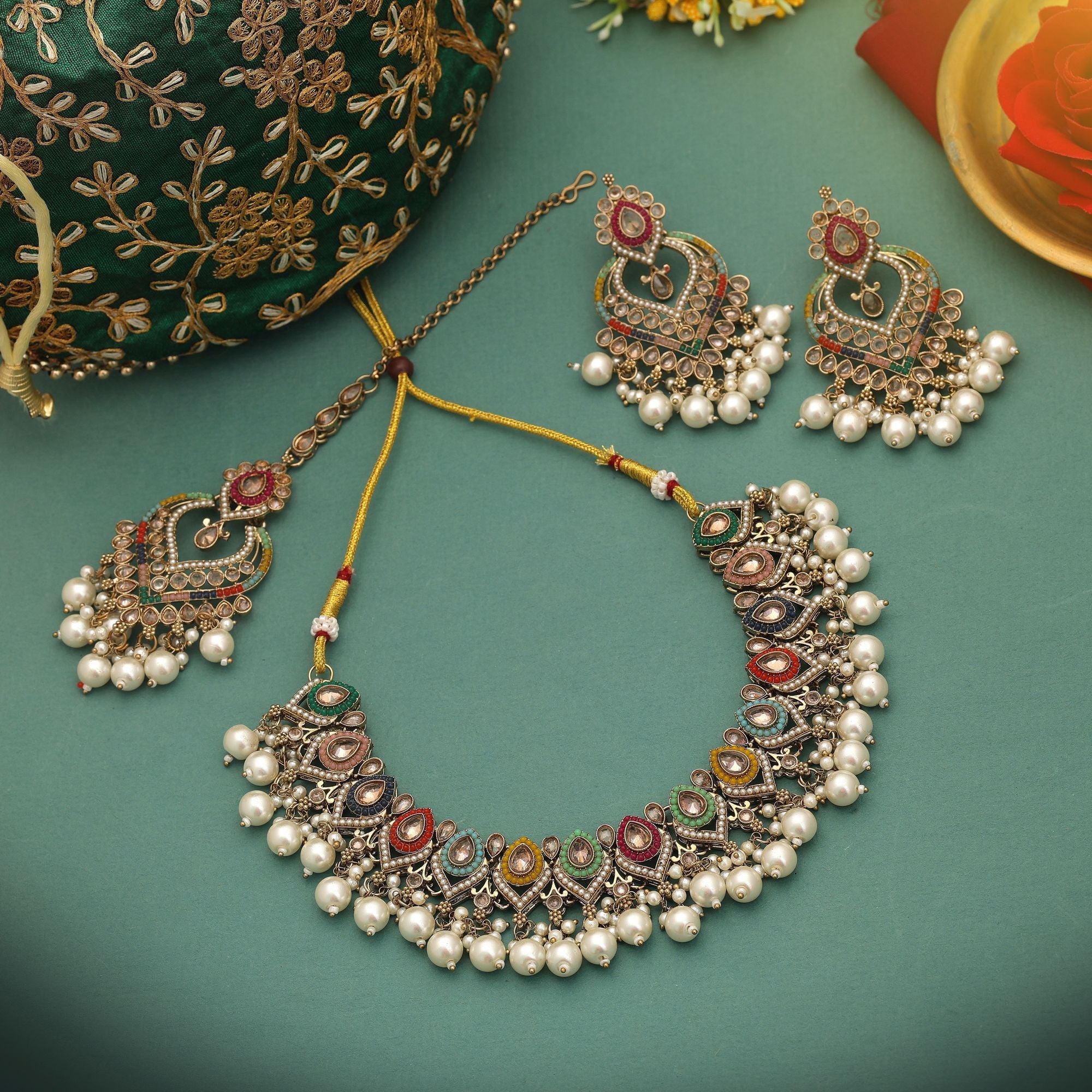 Multi Color Kundan Necklace Set