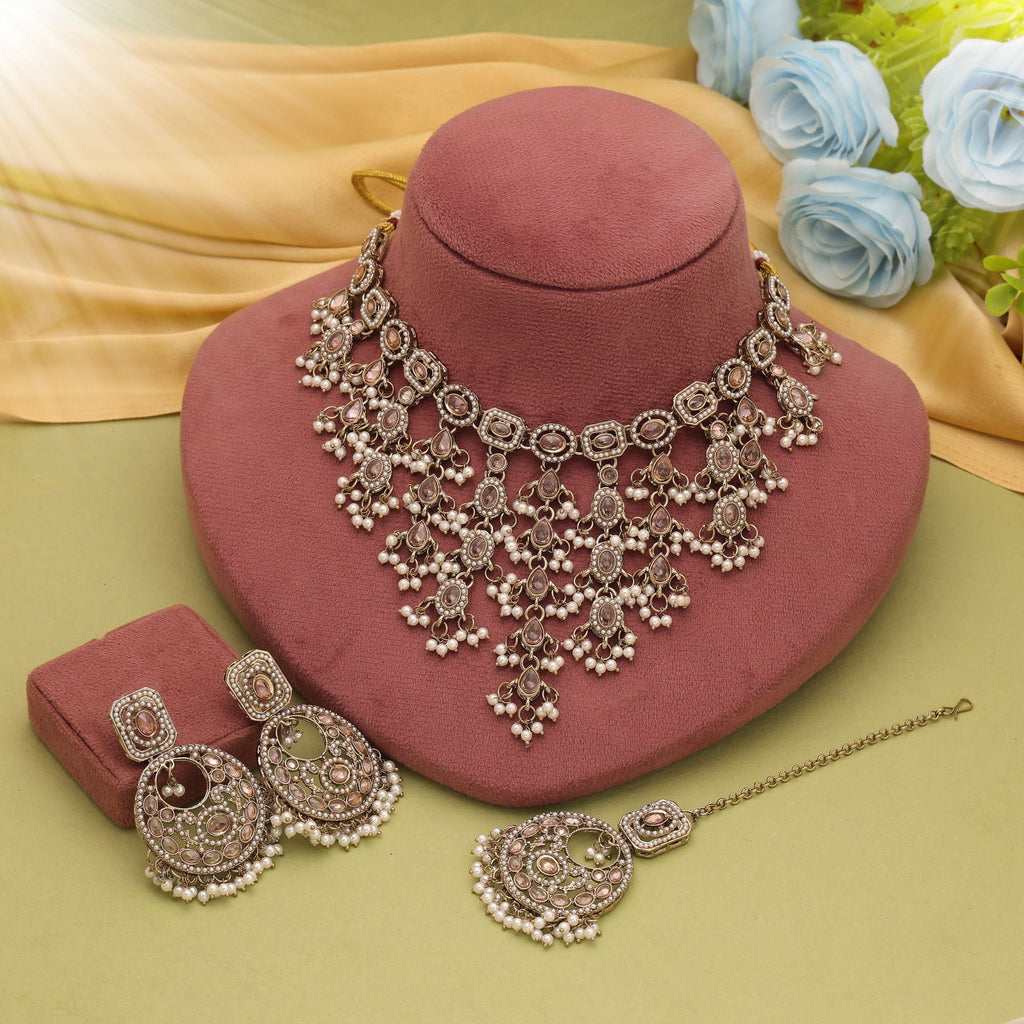 Gold Color Royal Kundan Necklace Set