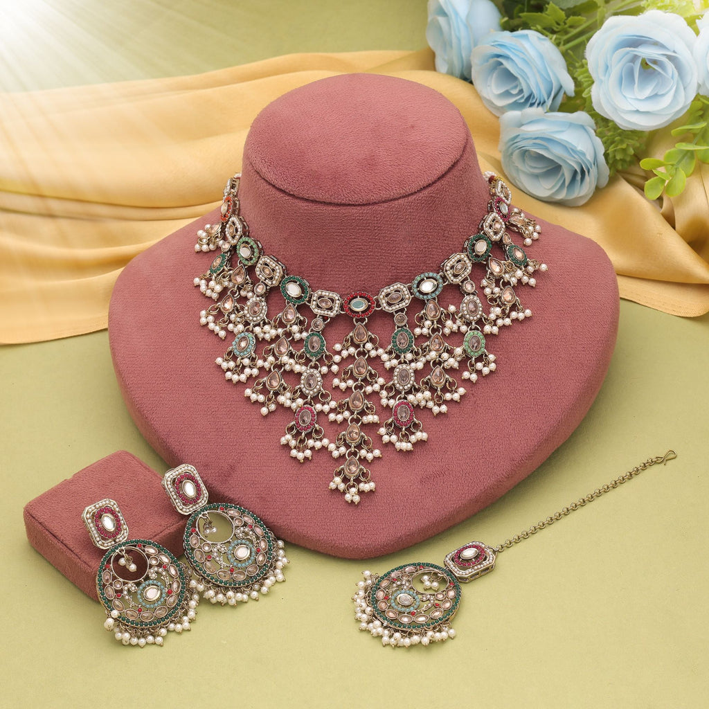 Multi Color Festive Kundan Necklace Set