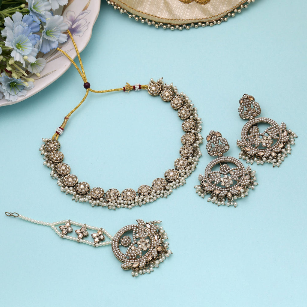 Gold Color Designer Kundan Necklace Set