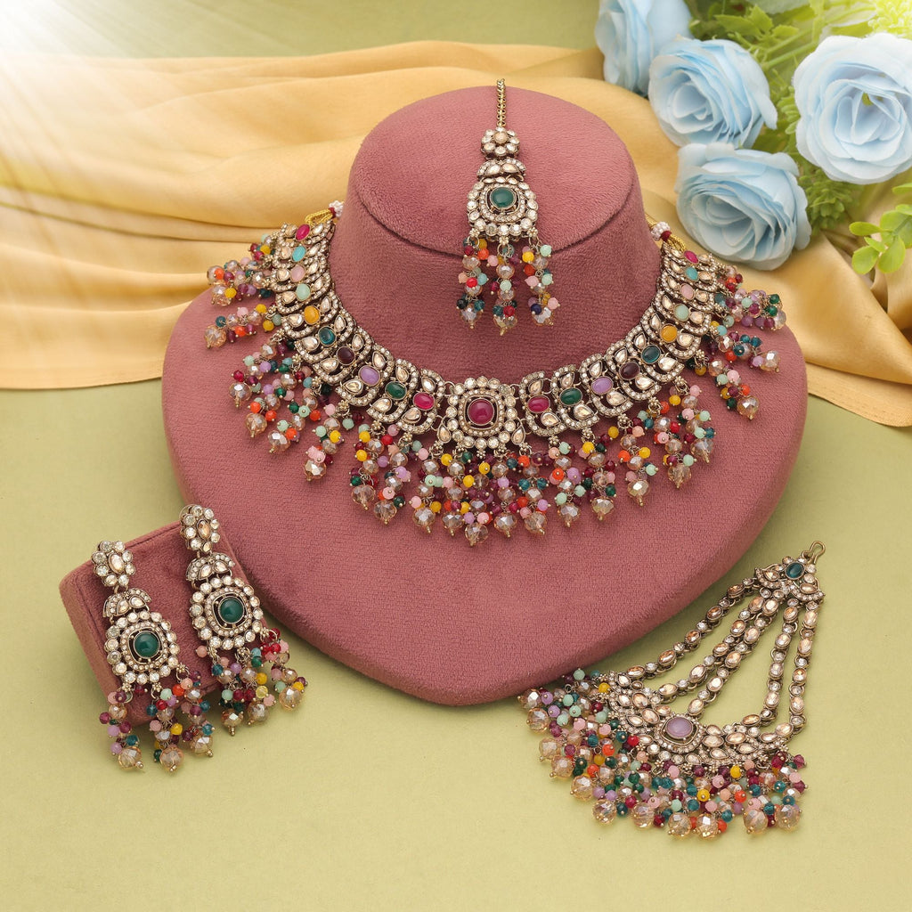 Multi Color Elegant Kundan Necklace Set