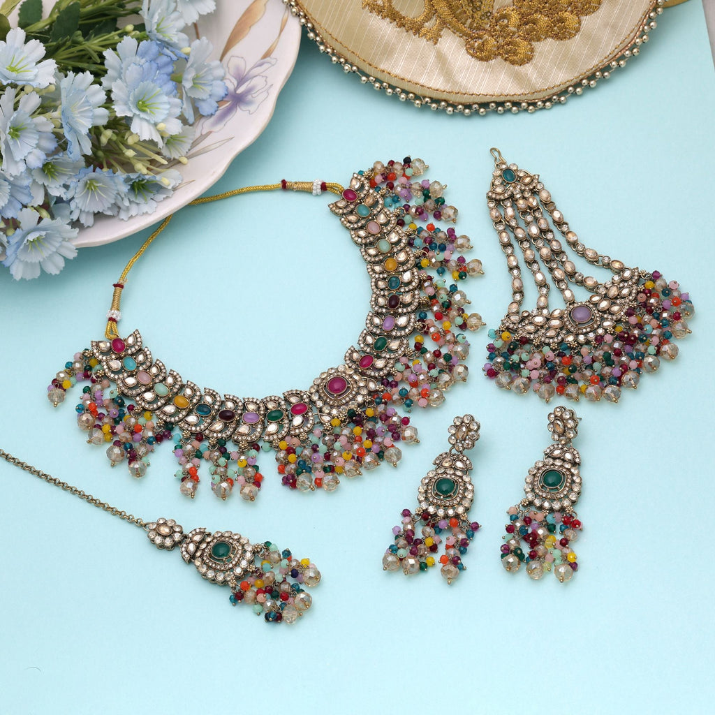 Multi Color Elegant Kundan Necklace Set