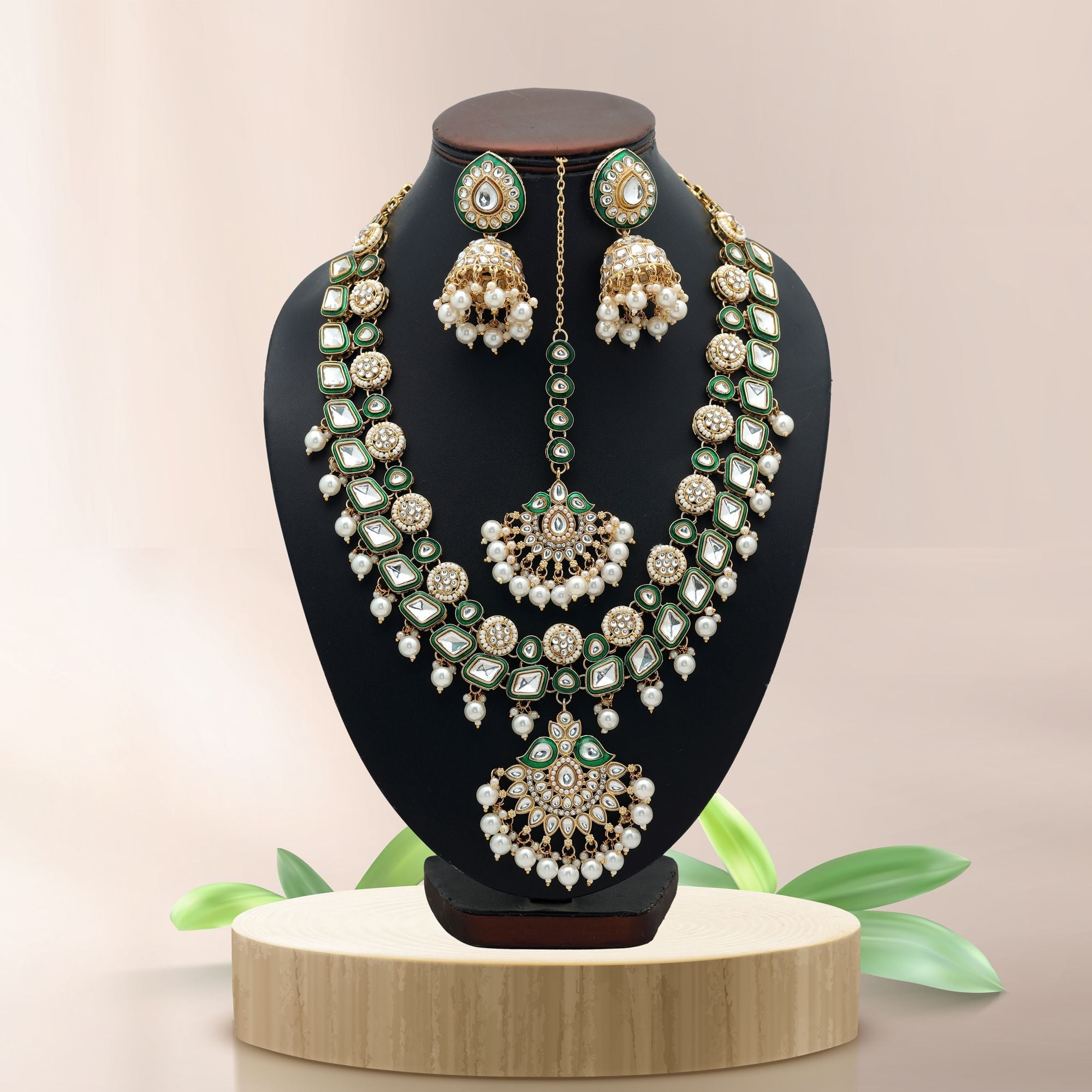 White Color Bridal Kundan Necklace Set