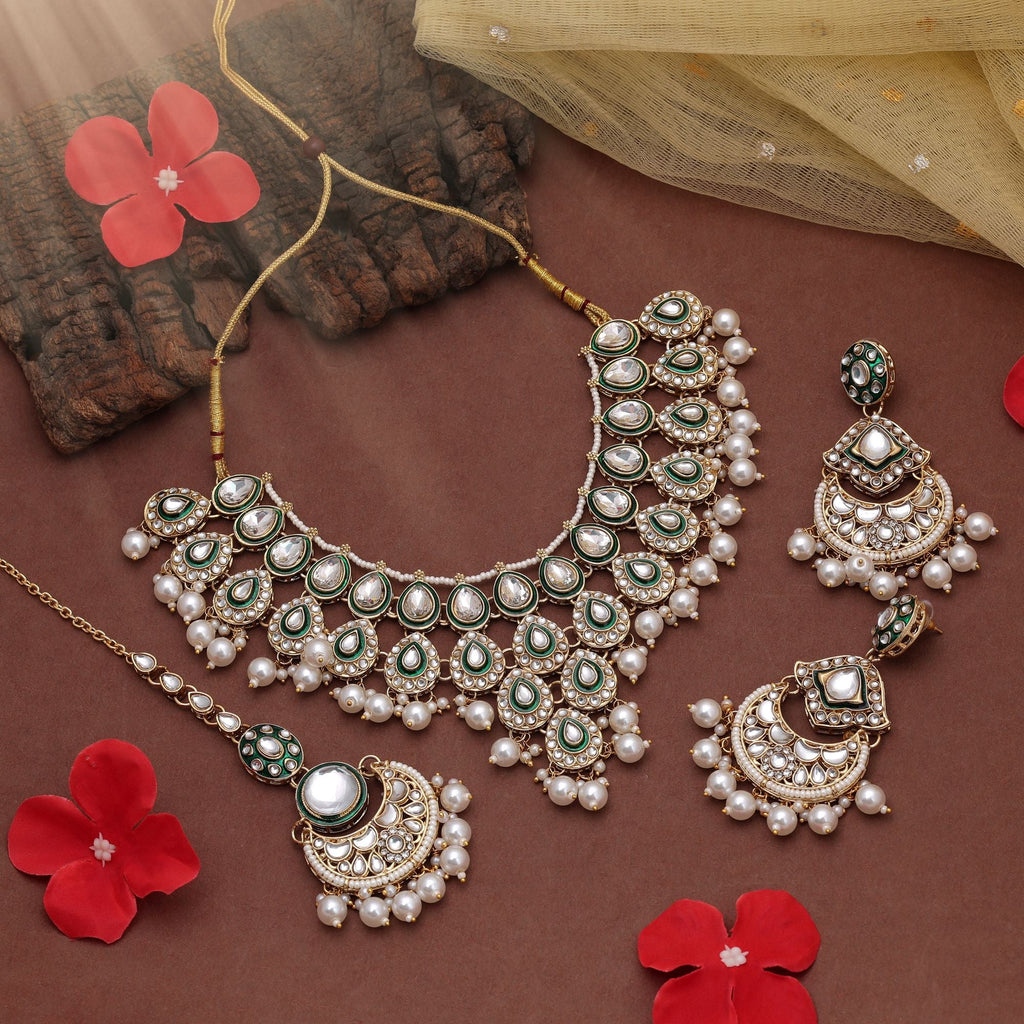 White Color Traditional Kundan Necklace Set
