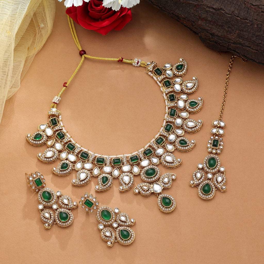 Classic Green Kundan Necklace Set