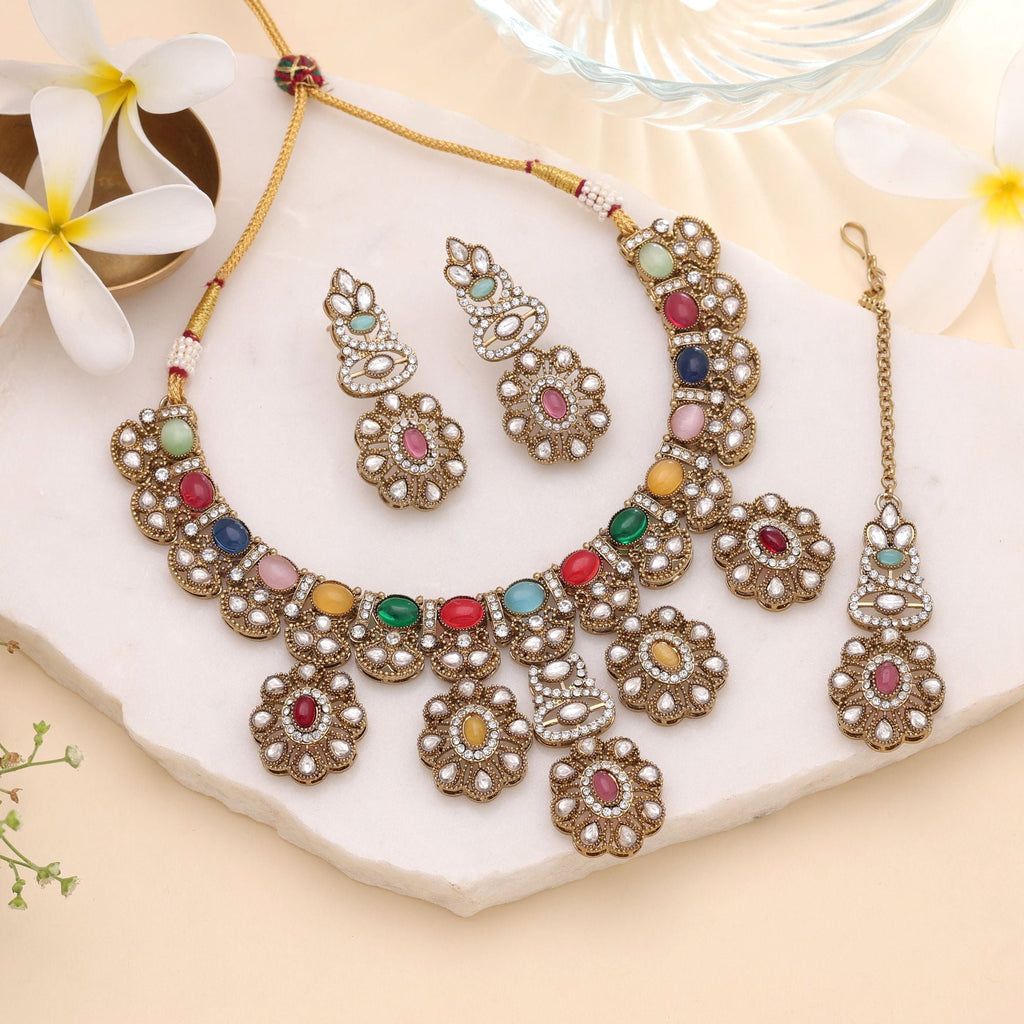 Traditional Multi Color Kundan Jewellery Set