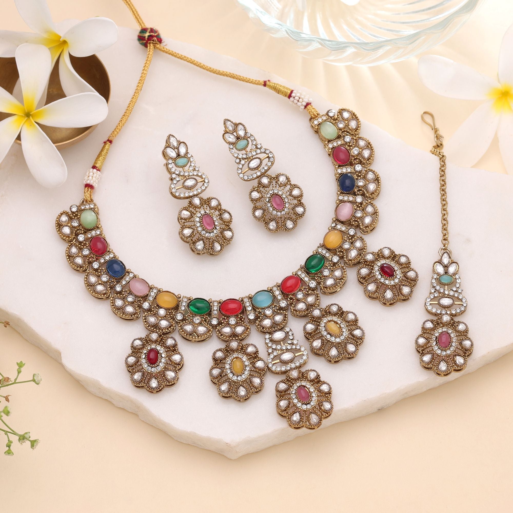 Traditional Multi Color Kundan Jewellery Set