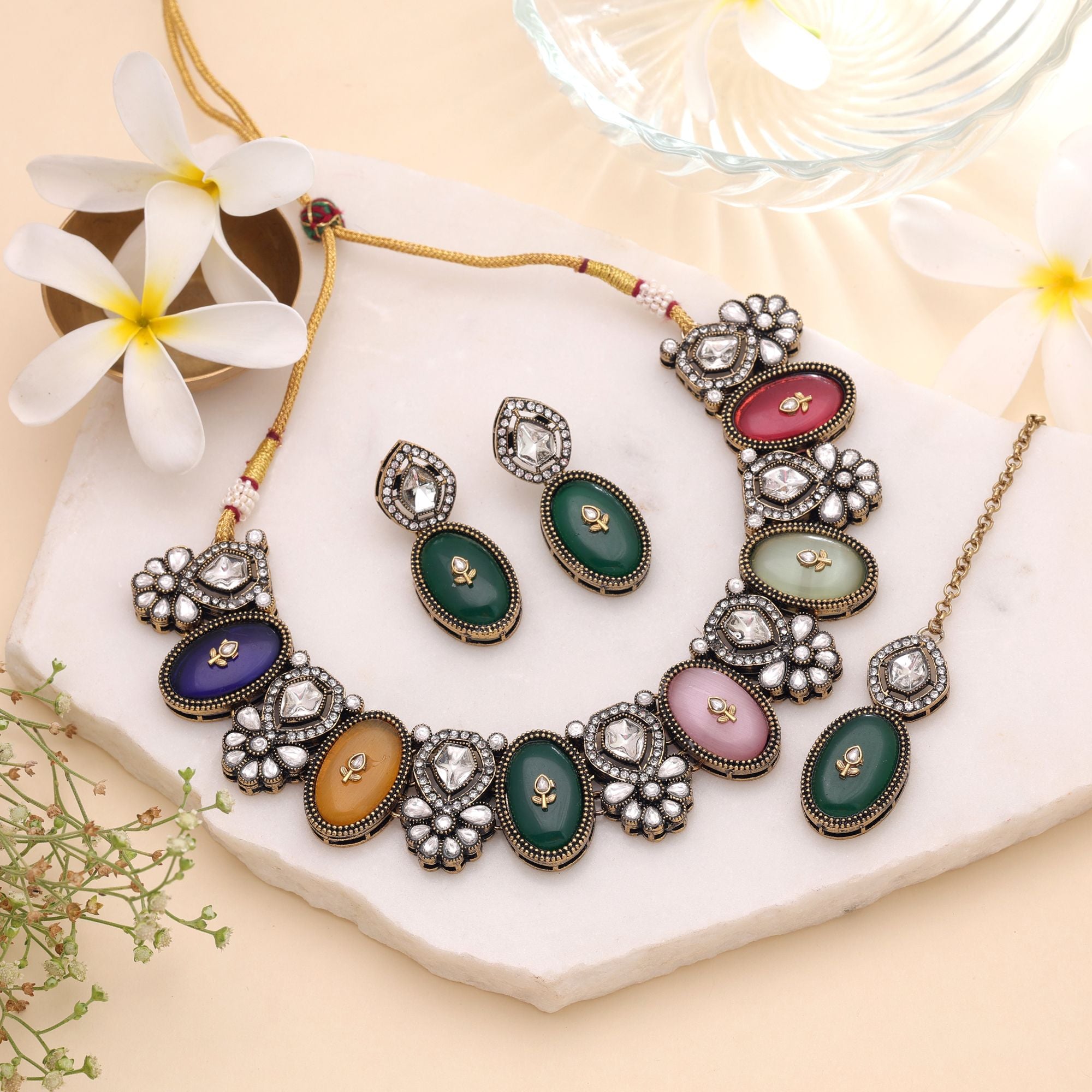 Multi Color Party Wear Kundan Jewellery Set