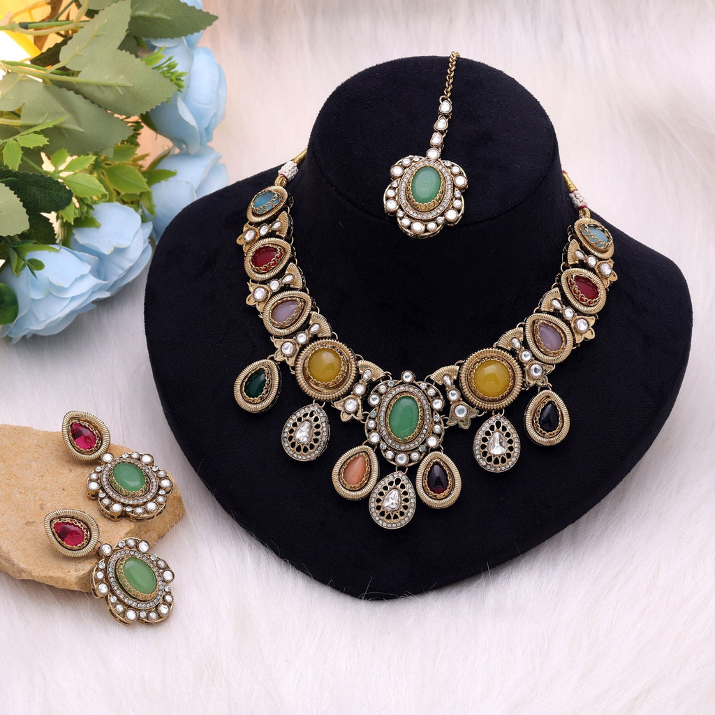 Multi Color Festive Kundan Jewellery Set