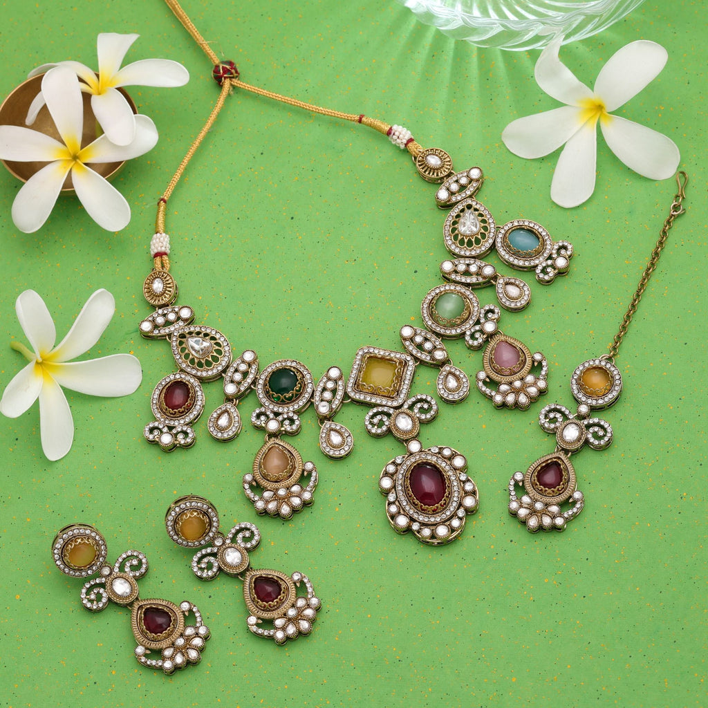 Multi Color Wedding Kundan Jewellery Set