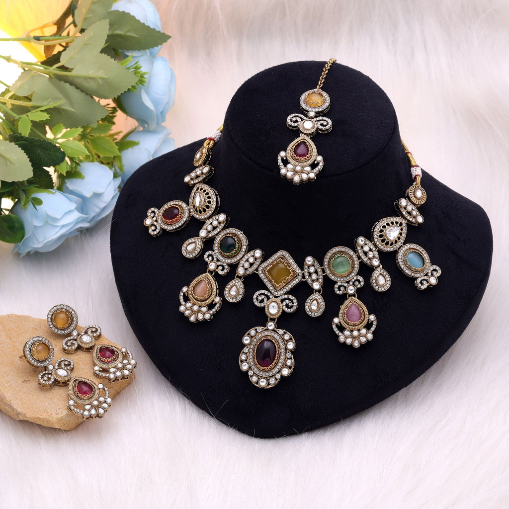 Multi Color Wedding Kundan Jewellery Set