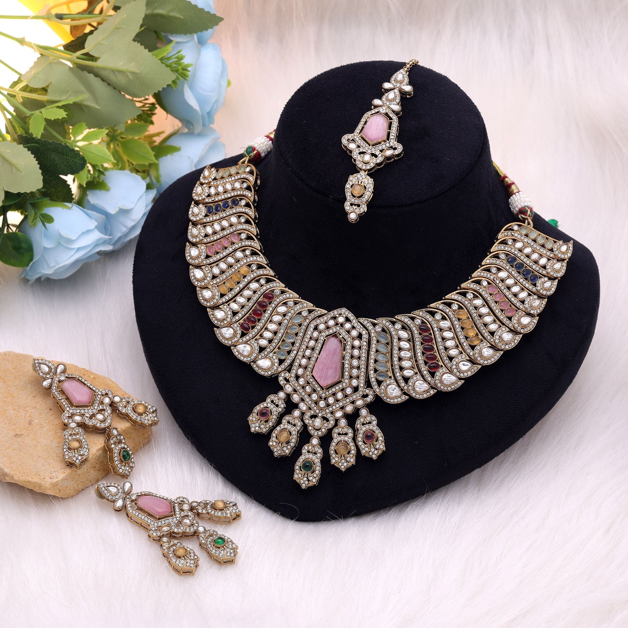 Multi Color Handmade Kundan Jewellery Set