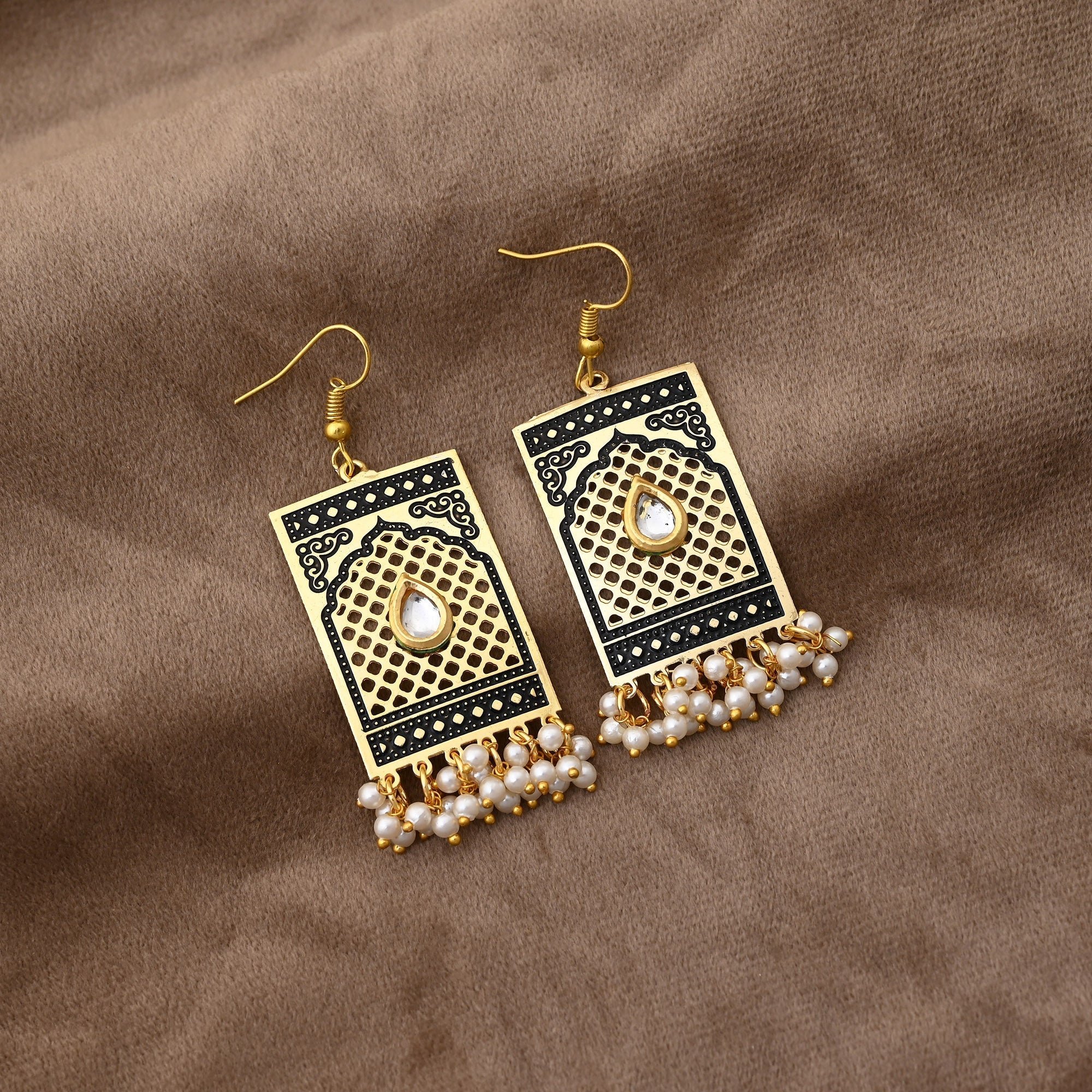 Unique Black Color Meenakari Earrings With Exquisite Detailing For Traditional Fashion Lovers