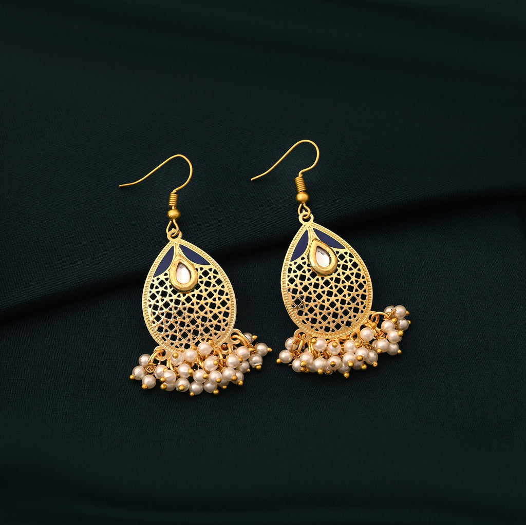 Stylish Blue Color Meenakari Earrings Crafted For Party Wear And Cultural Celebrations
