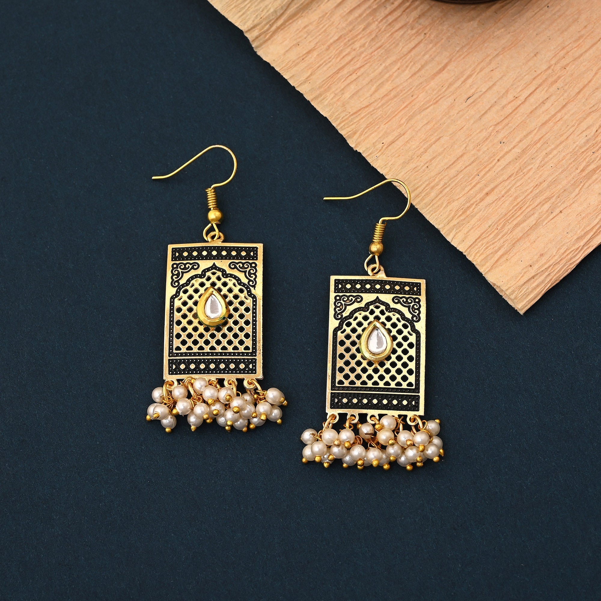 Gorgeous Black Color Meenakari Earrings Designed For Women’S Wedding And Festive Jewelry