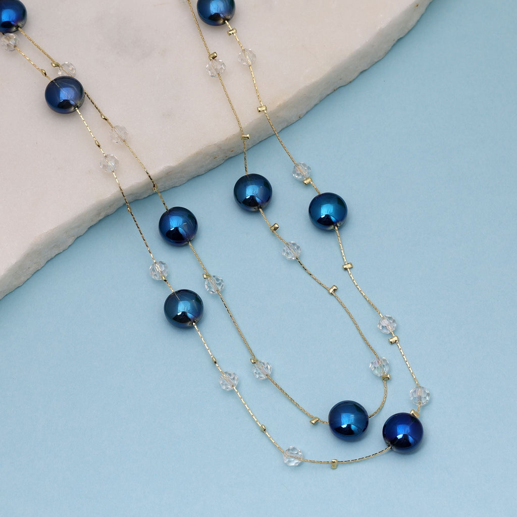 Blue Color Beaded Mala with Decorative Bead Pattern