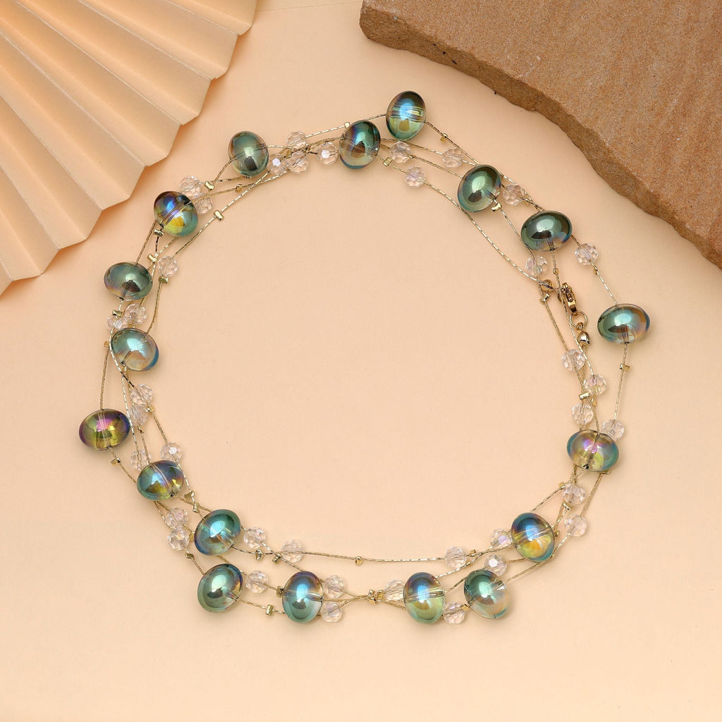 Crystal Green Color Beaded Mala with Traditional Design