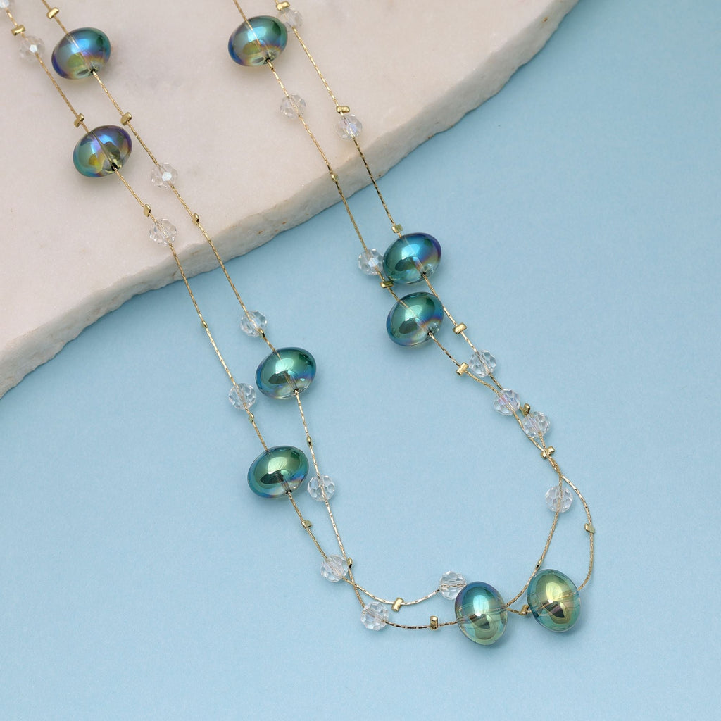 Crystal Green Color Beaded Mala with Traditional Design