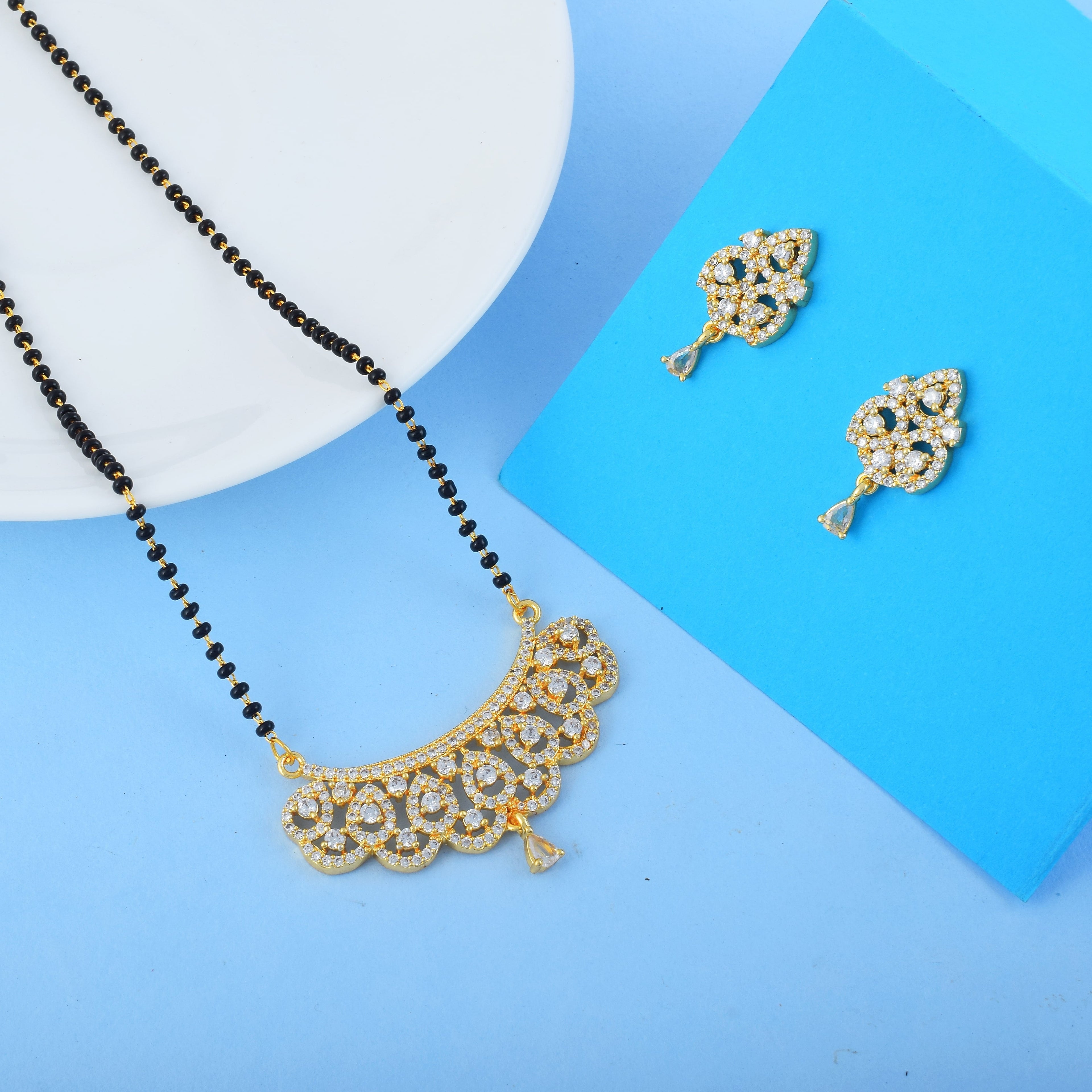 Gold Color American Diamond Mangalsutra With Designer Look And Finish