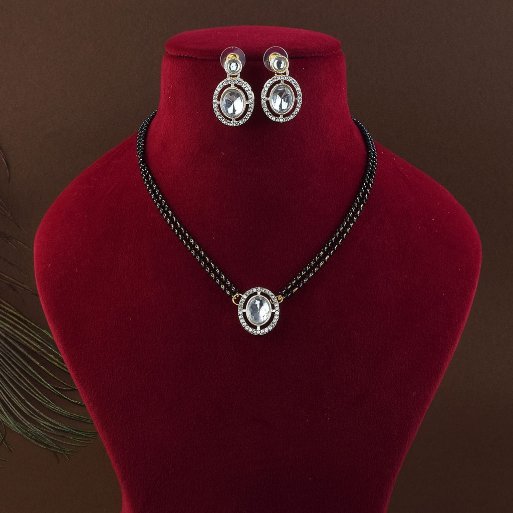 Stylish White Color Kundan AD Mangalsutra with Kundan Necklace Inspired Detailing