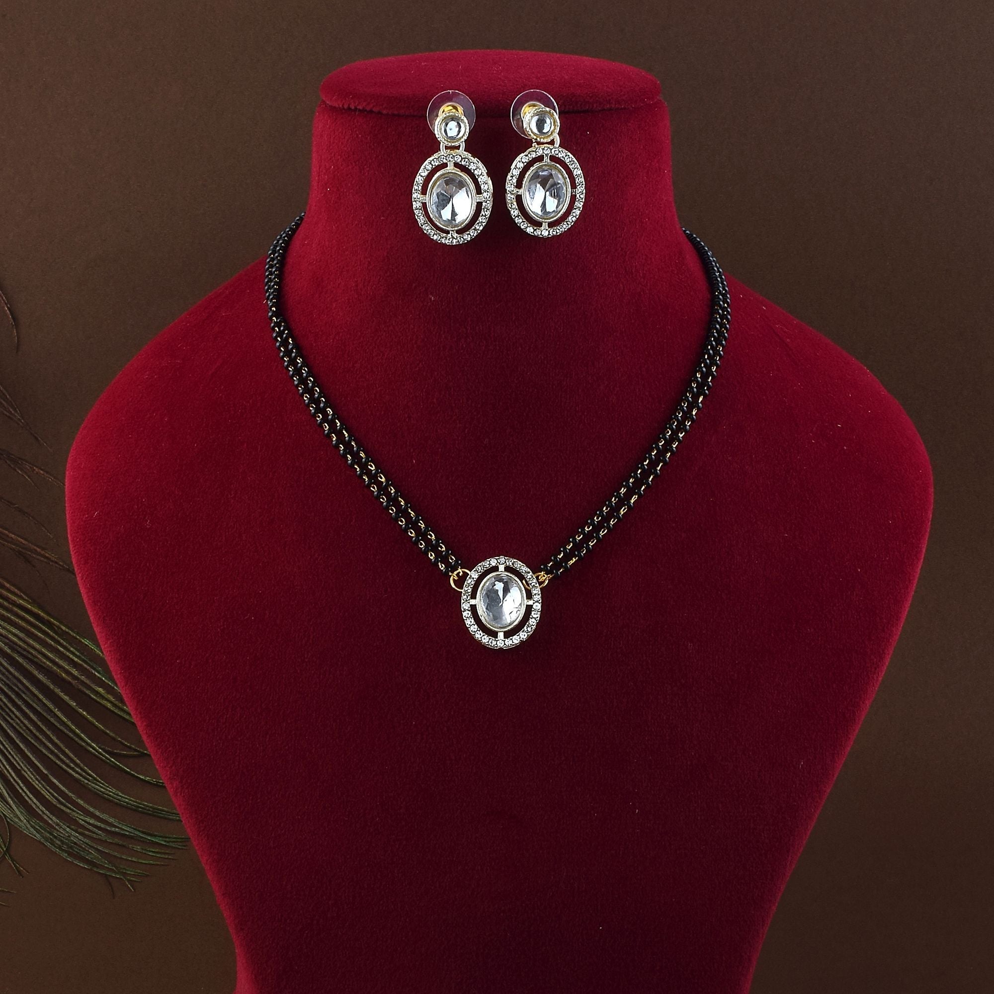 Stylish White Color Kundan AD Mangalsutra with Kundan Necklace Inspired Detailing