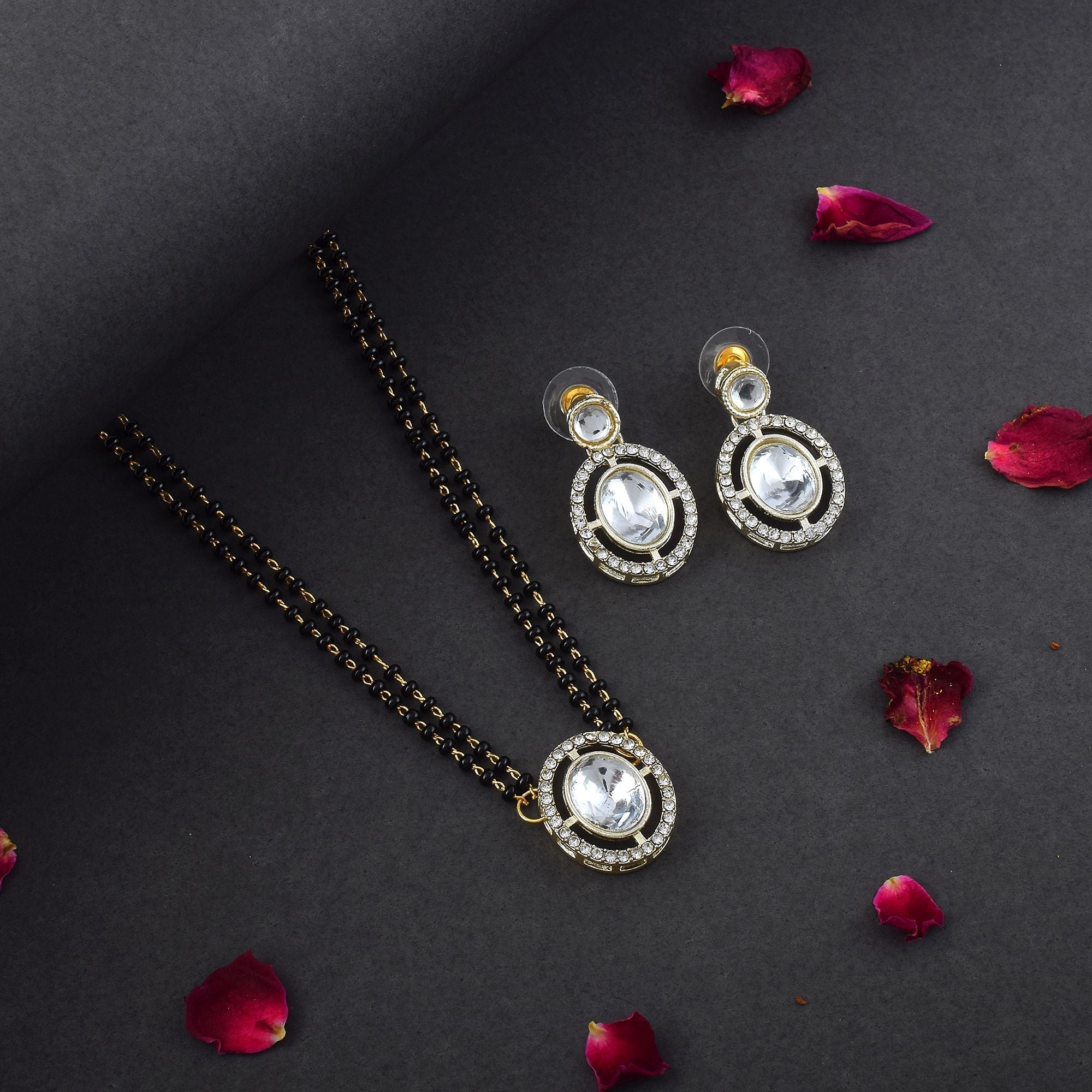 Stylish White Color Kundan AD Mangalsutra with Kundan Necklace Inspired Detailing