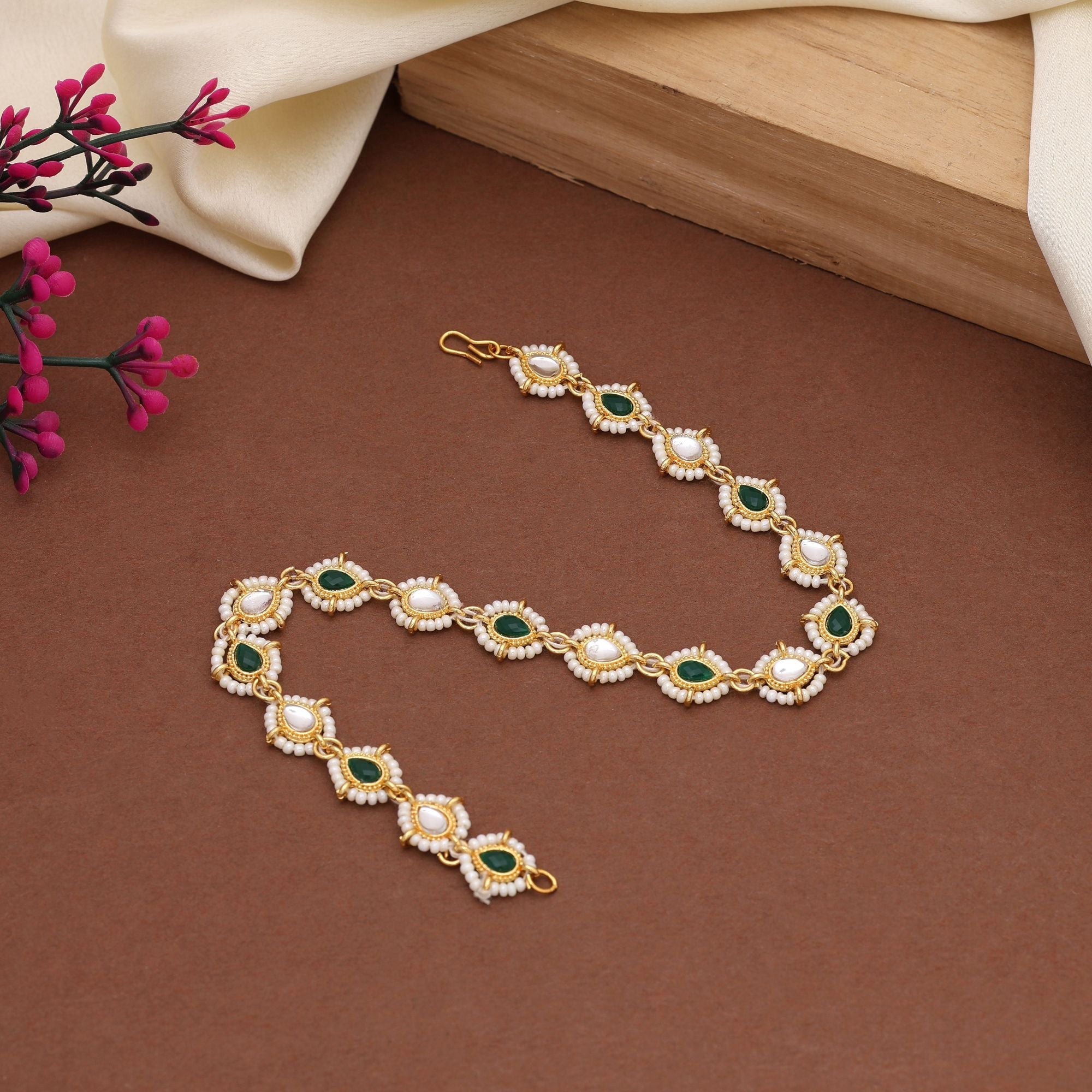 Green & White Royal Bridal Matha Patti