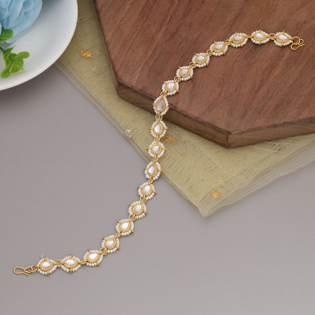 White Kundan Matha Patti