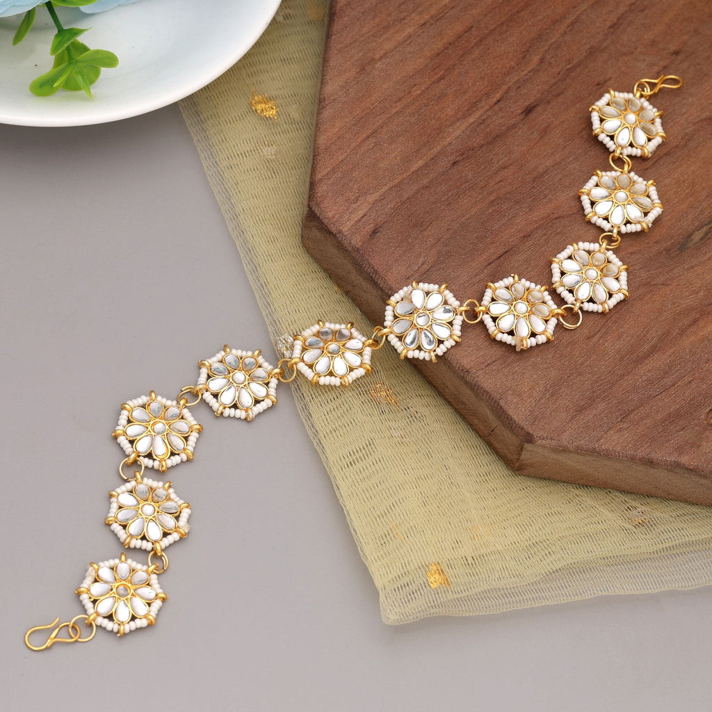 White Bridal Kundan Matha Patti