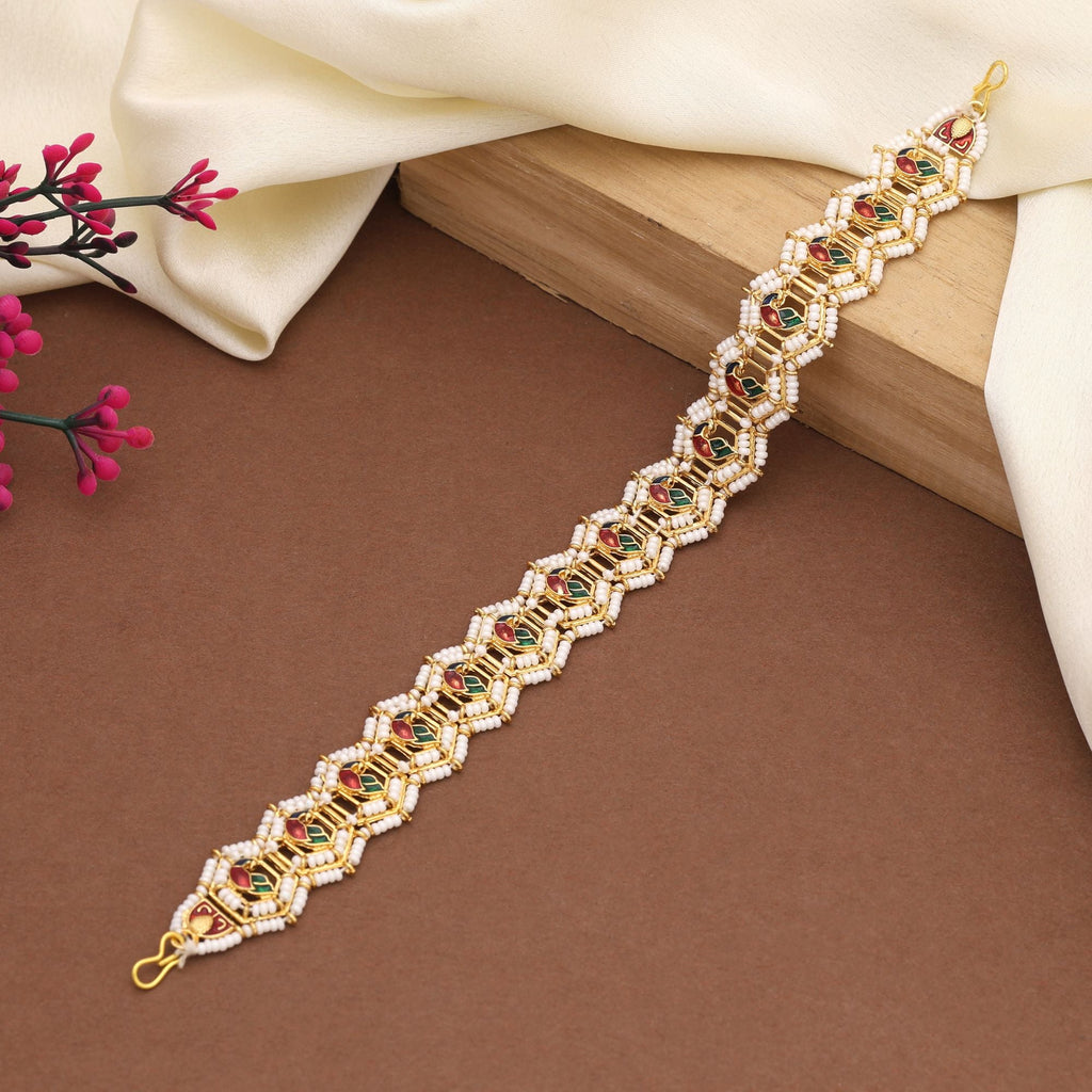 Maroon & Green Royal Kundan Matha Patti