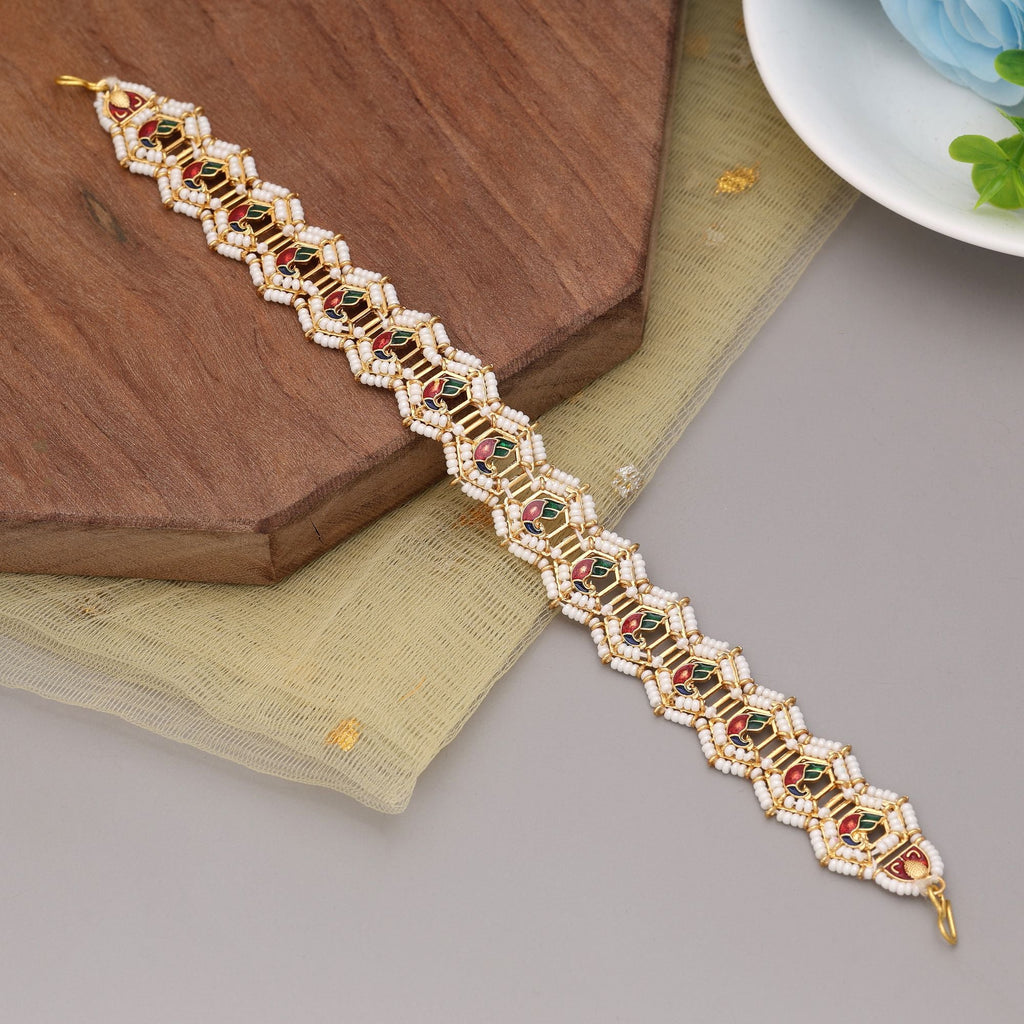 Maroon & Green Royal Kundan Matha Patti