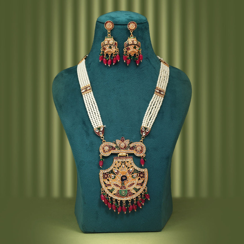 Elegant Multi Color Rajputi Jewellery Rani Haar With Traditional Royal Bridal Design