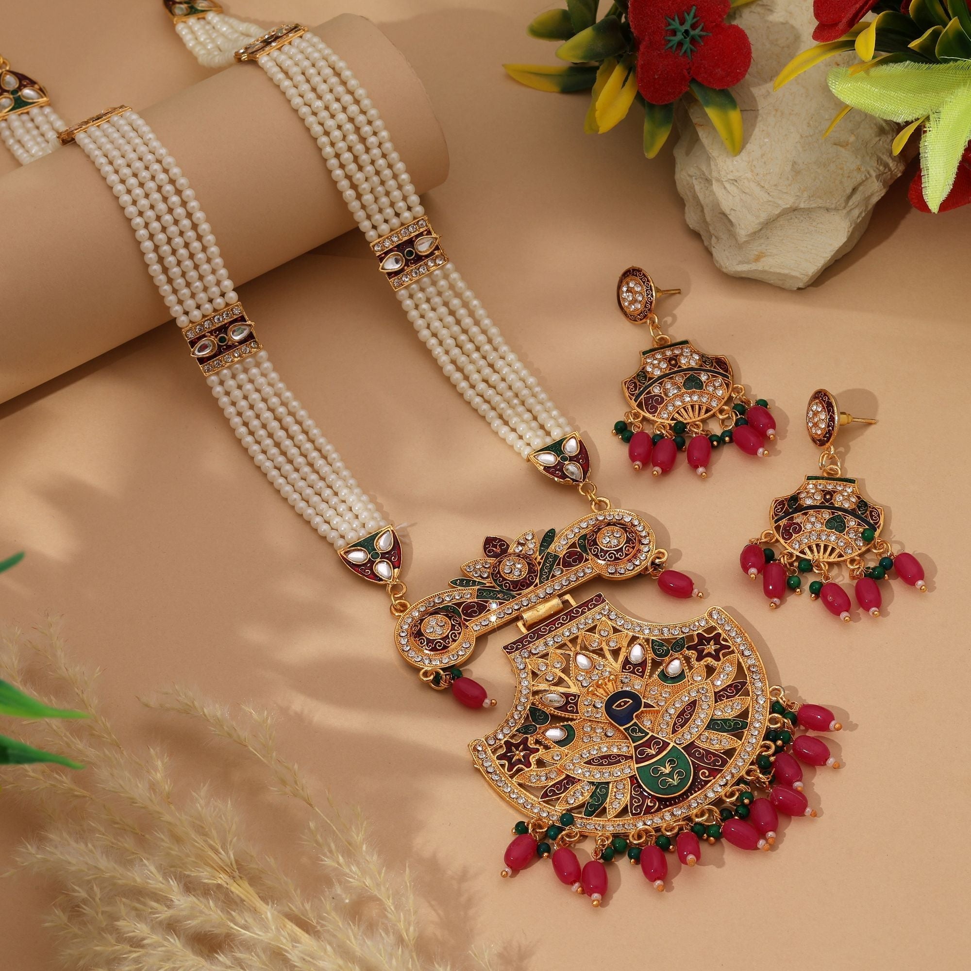 Elegant Multi Color Rajputi Jewellery Rani Haar With Traditional Royal Bridal Design