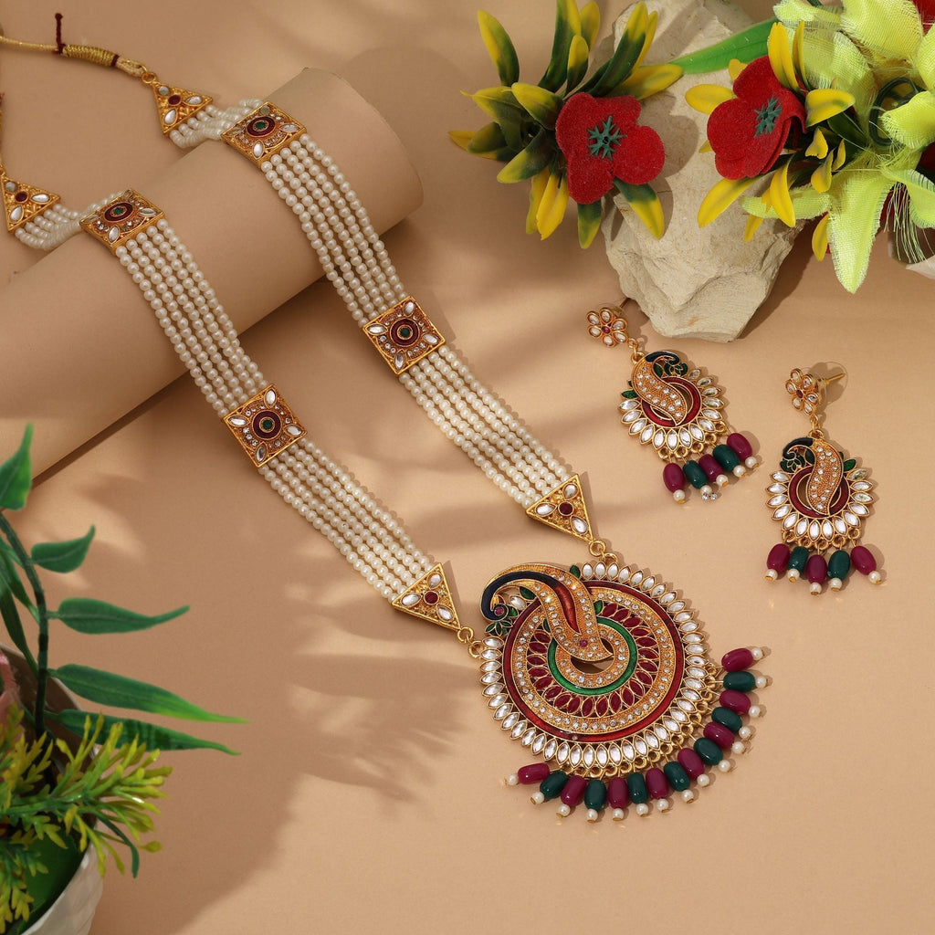 Stylish Multi Color Rajputi Jewellery Rani Haar Crafted For Brides And Cultural Celebrations