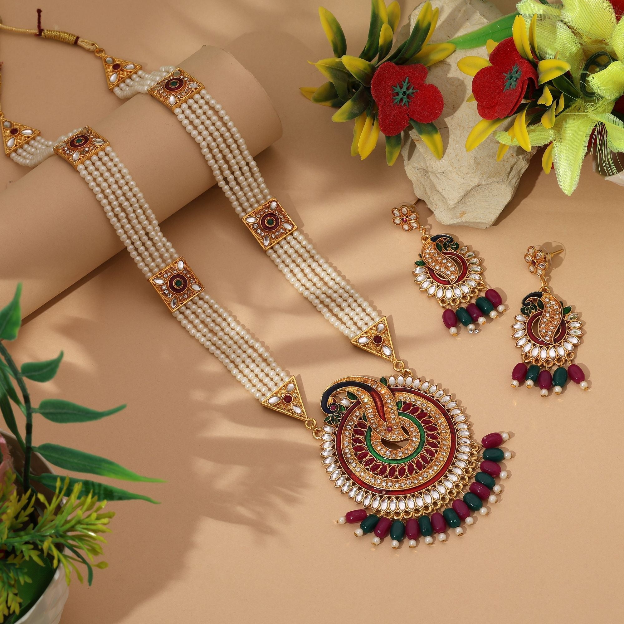 Stylish Multi Color Rajputi Jewellery Rani Haar Crafted For Brides And Cultural Celebrations