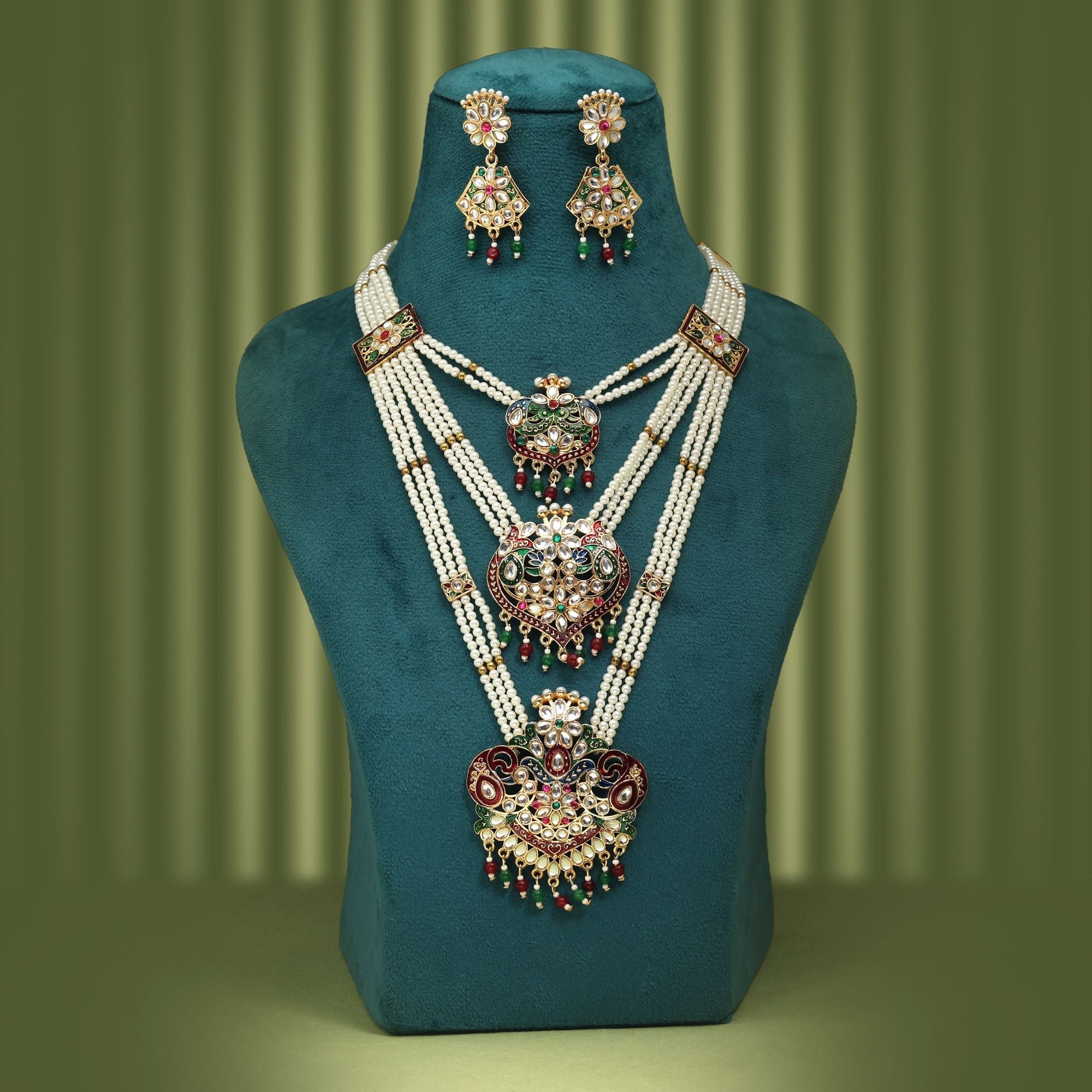 Antique Multi Color Rajputi Jewellery Rani Haar Designed For Bridal Festive Traditional Jewellery