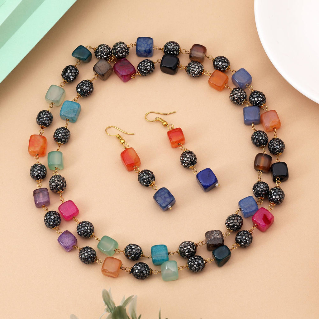 Multi Color Traditional Polished Pearl Necklace Set For Women’S Ethnic Look