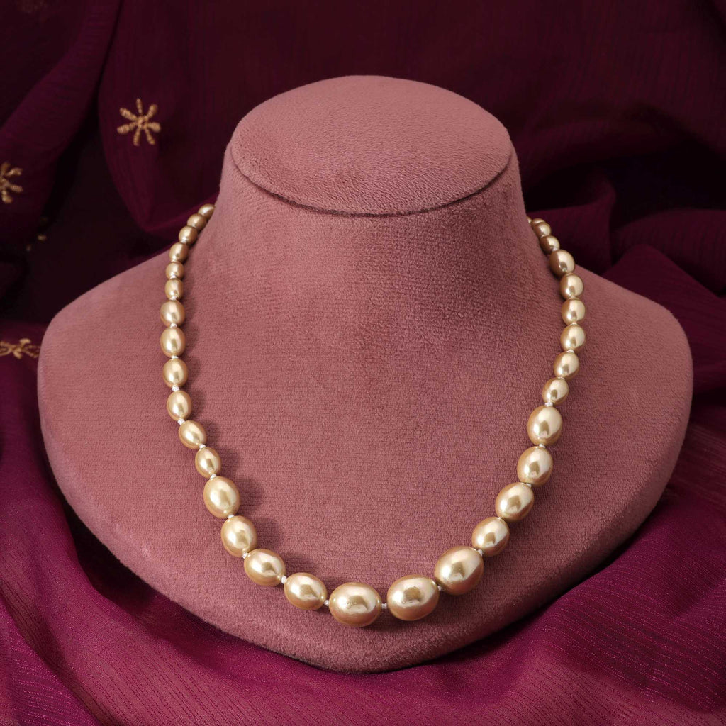 Gold Color Antique Designer Pearl Necklace For Wedding And Celebration Looks