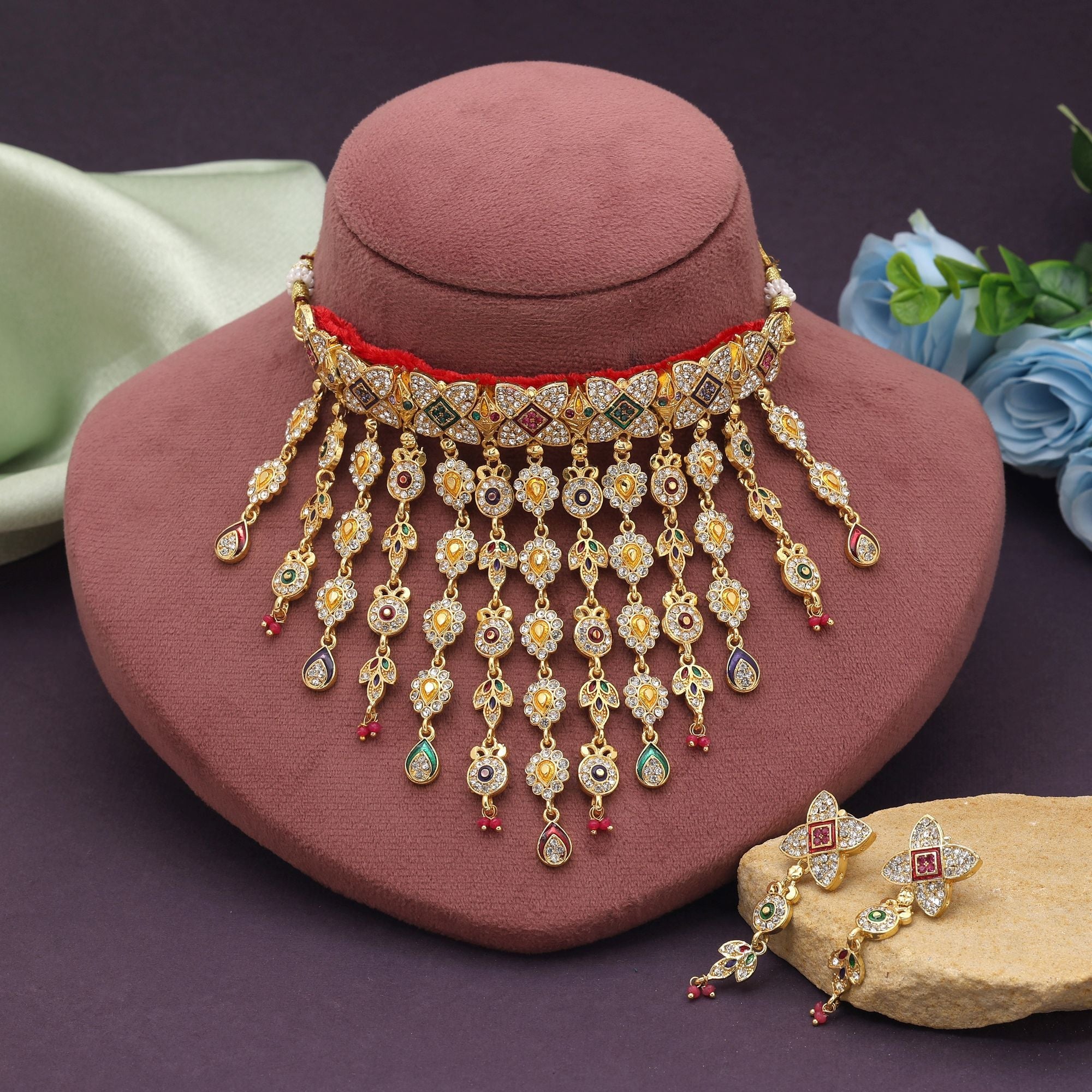 Multi Color Meenakari Rajputi Choker Rani Haar