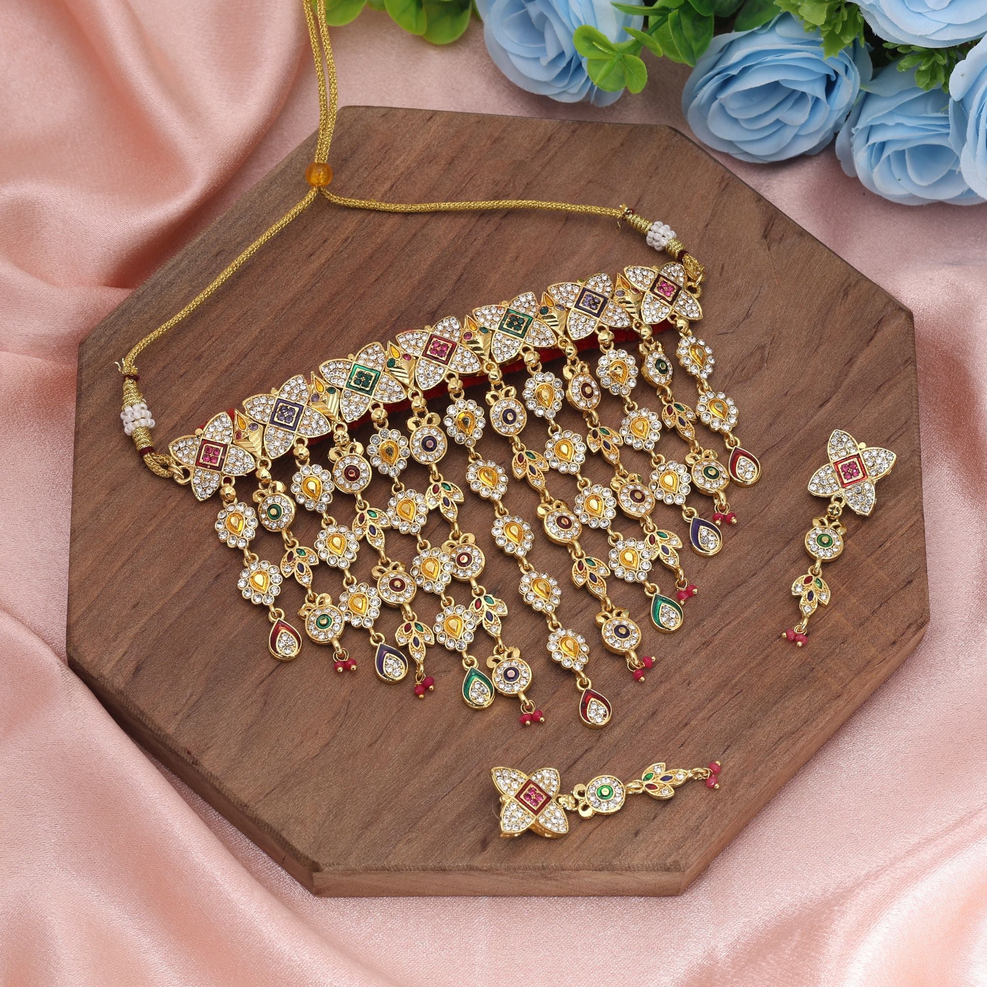 Multi Color Meenakari Rajputi Choker Rani Haar