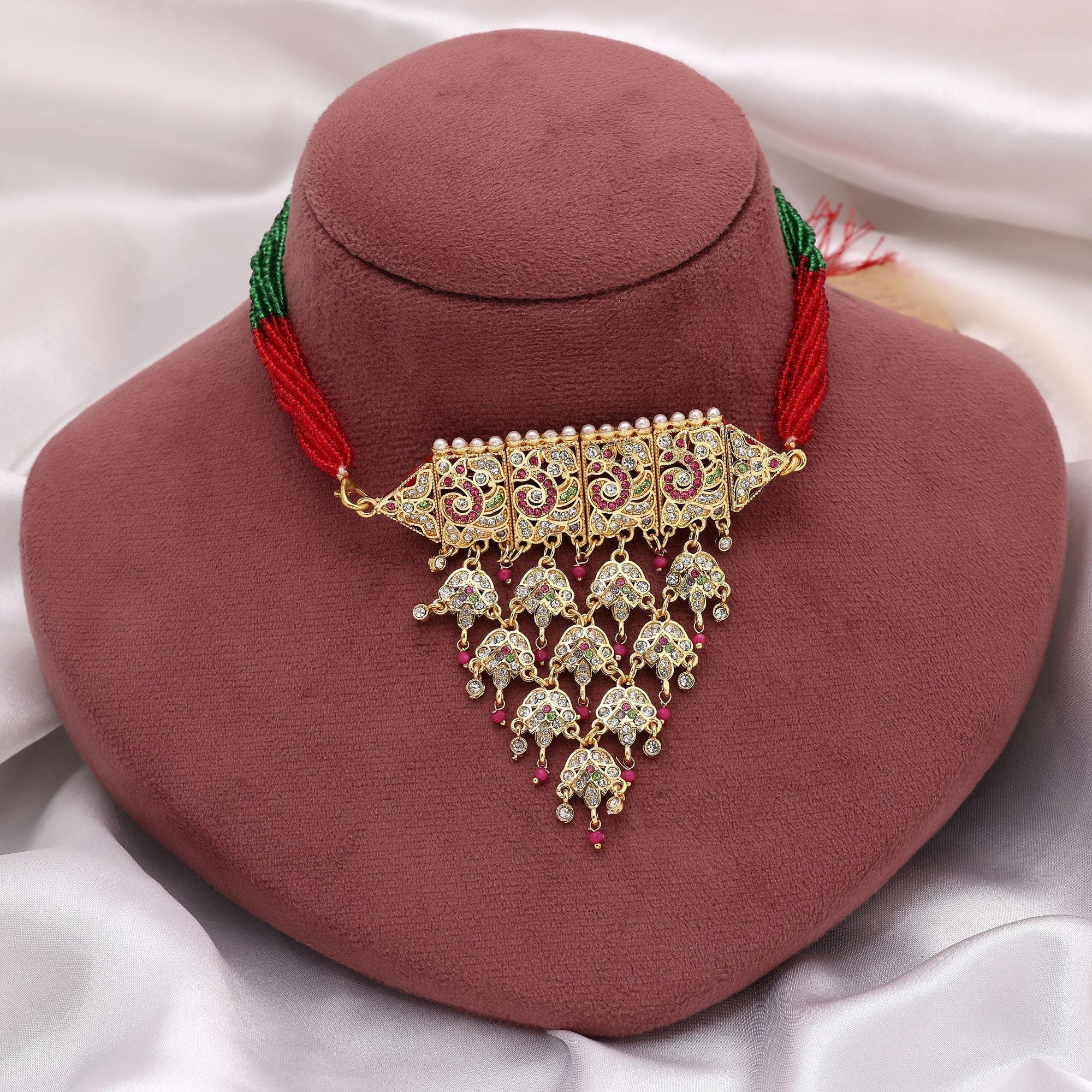 Multi Color Rajputi Statement Choker Rani Haar
