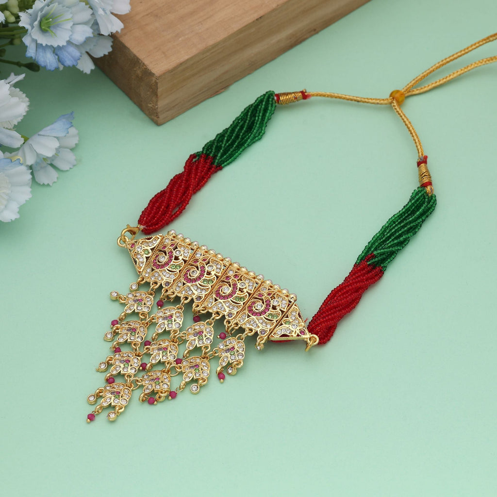 Multi Color Rajputi Statement Choker Rani Haar