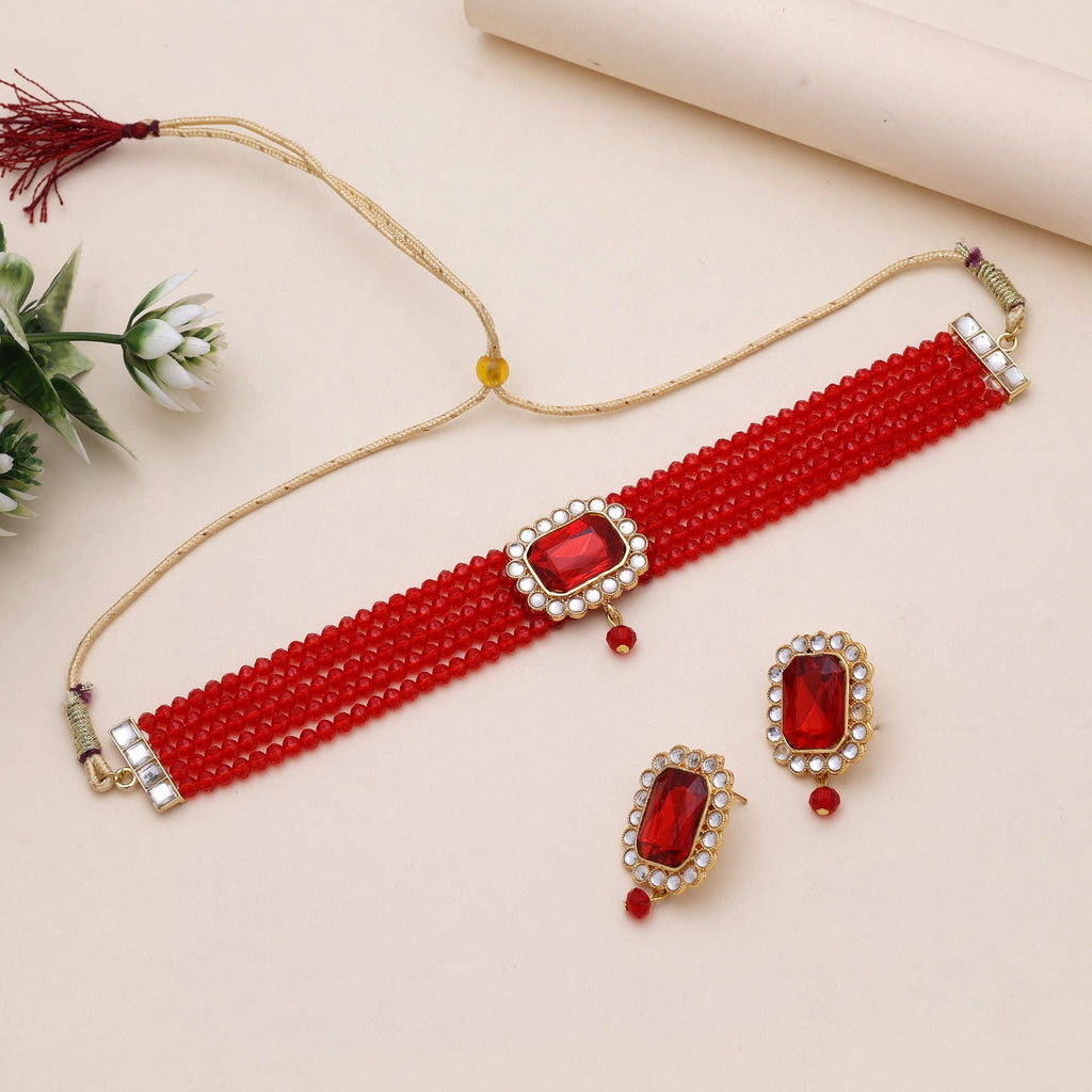 Red Rajputi Rani Haar Choker