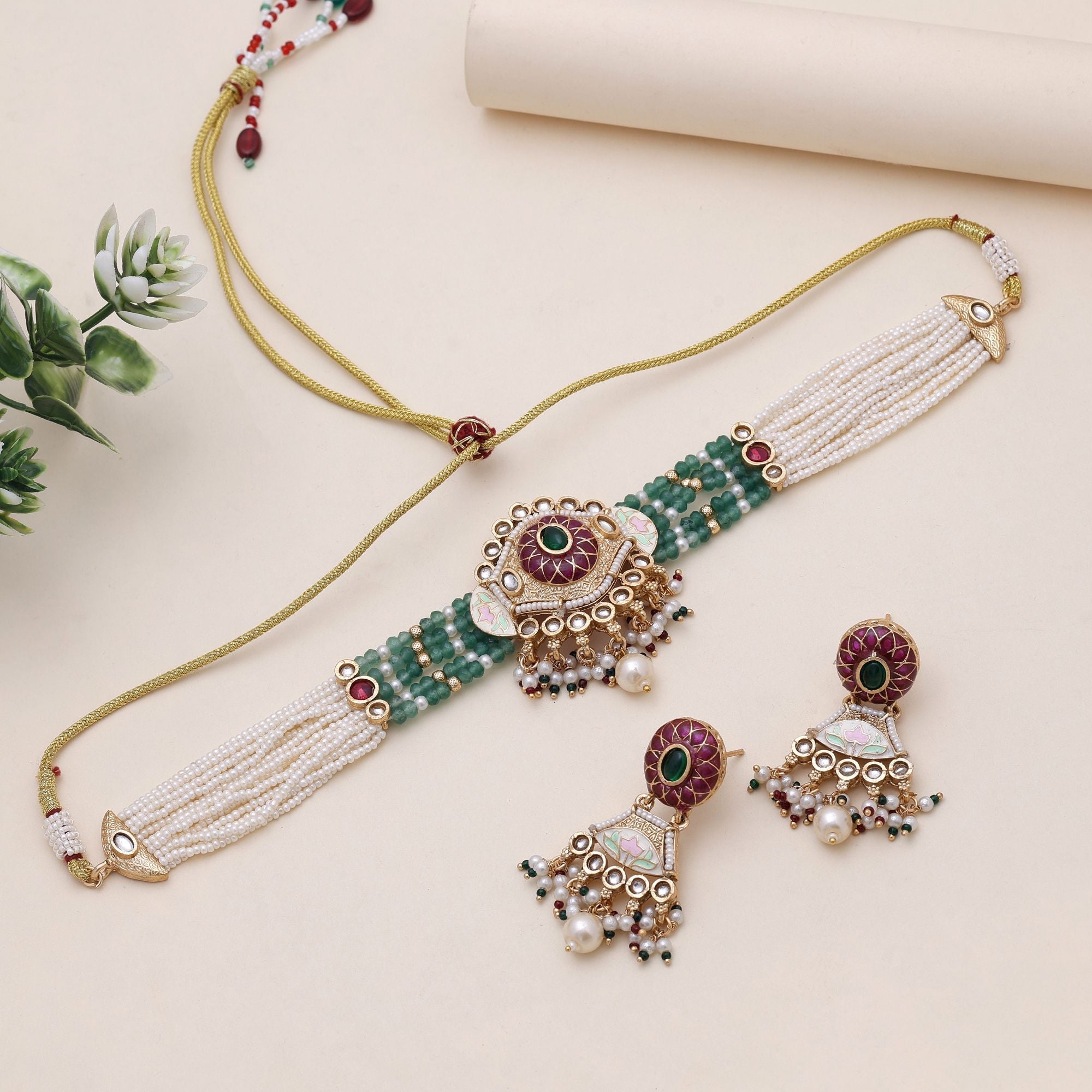 Multicolor Meena Work Choker Rajputi Rani Haar